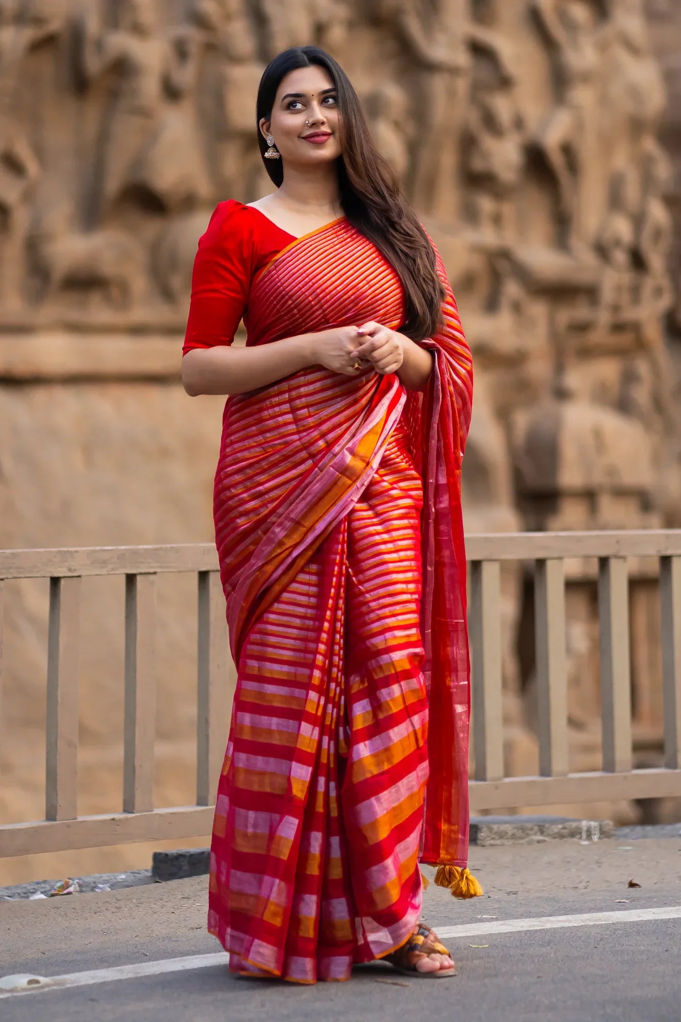 Kashvi Tissue Cotton Stripe Saree