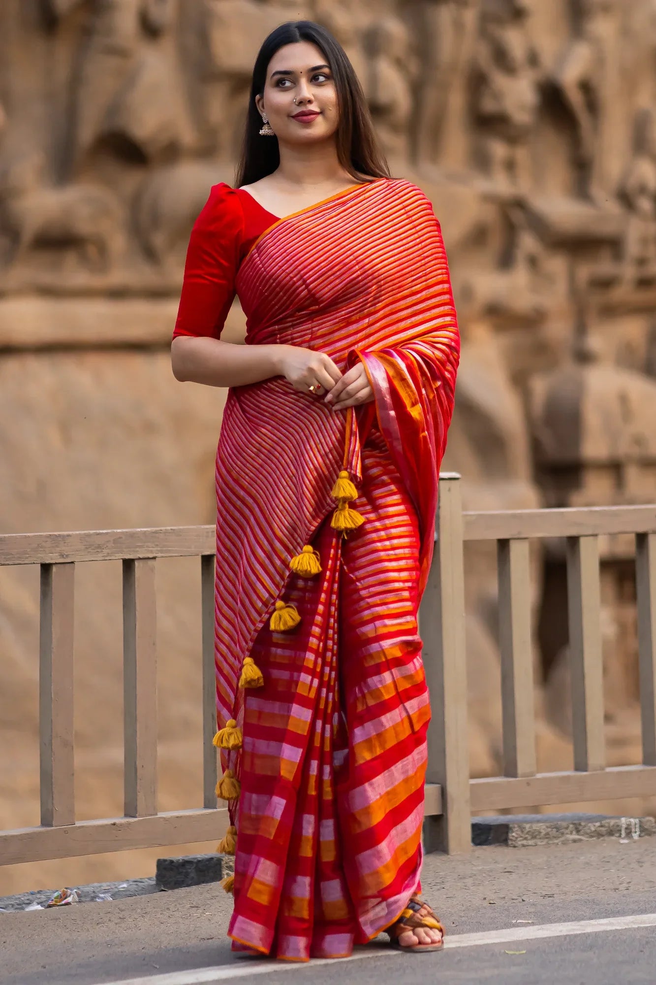 Kashvi Tissue Cotton Stripe Saree