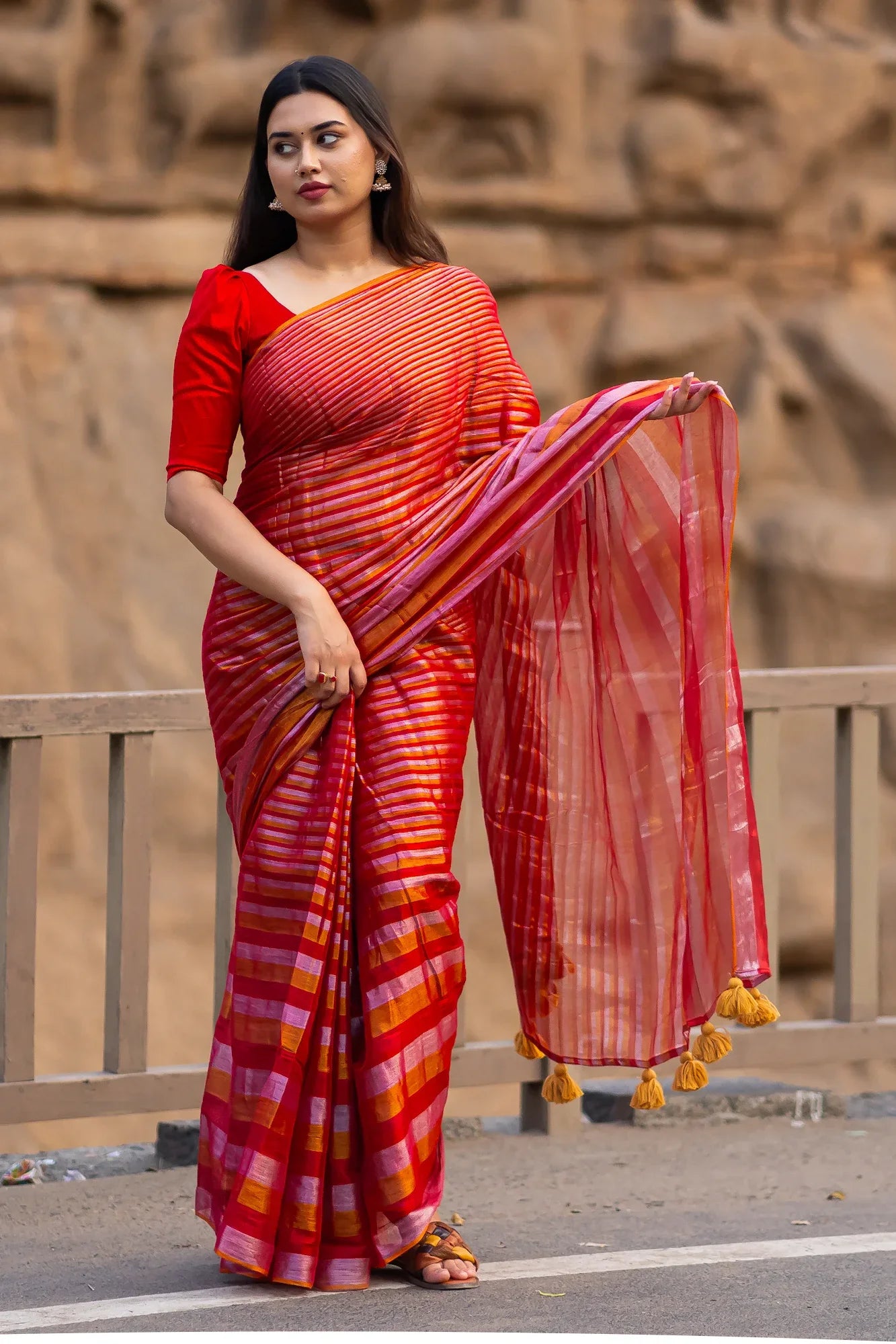 Kashvi Tissue Cotton Stripe Saree