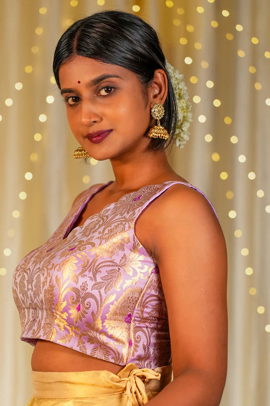 SpringTime V-neck Banarasi Blouse