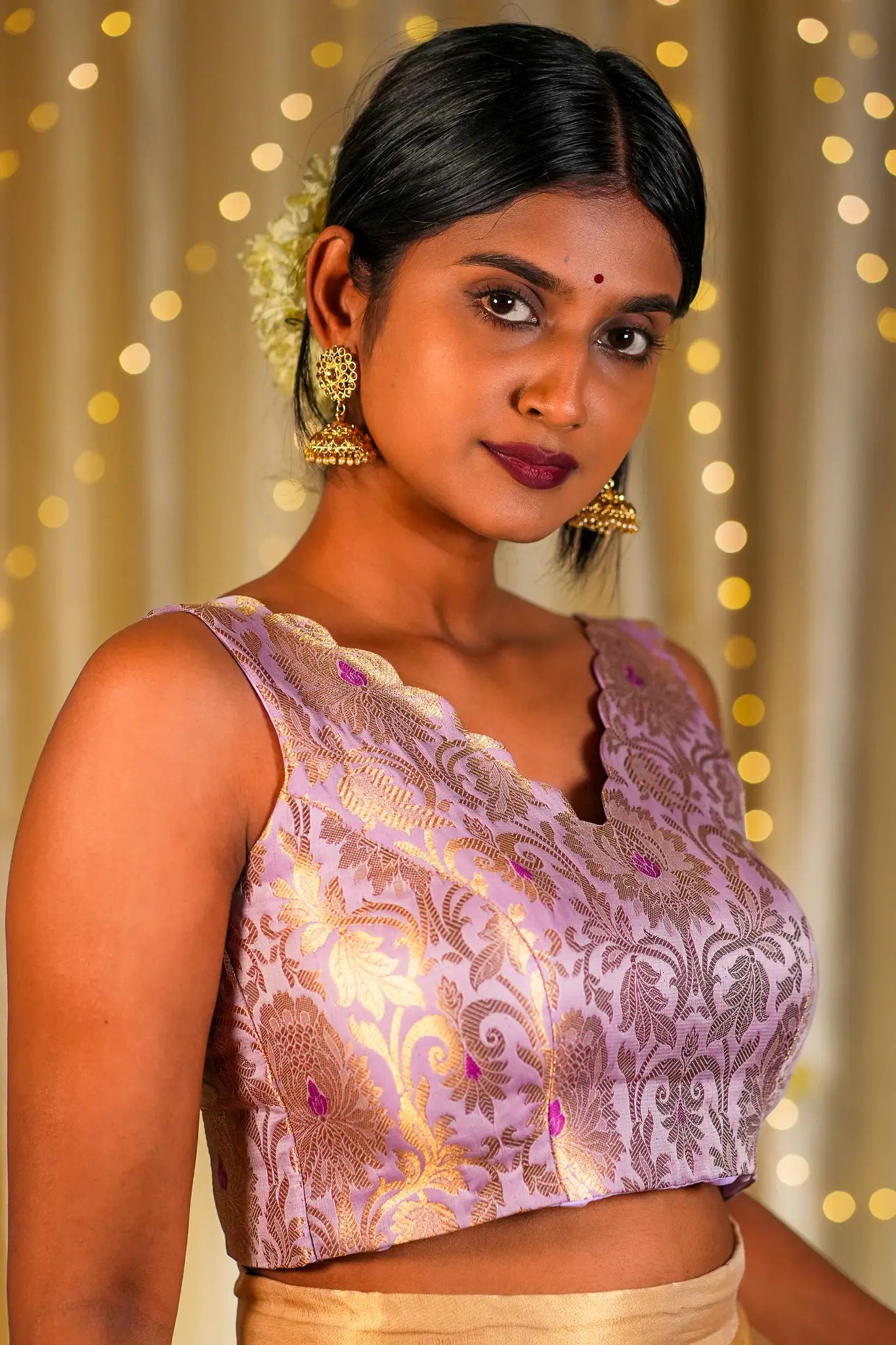 SpringTime V-neck Banarasi Blouse