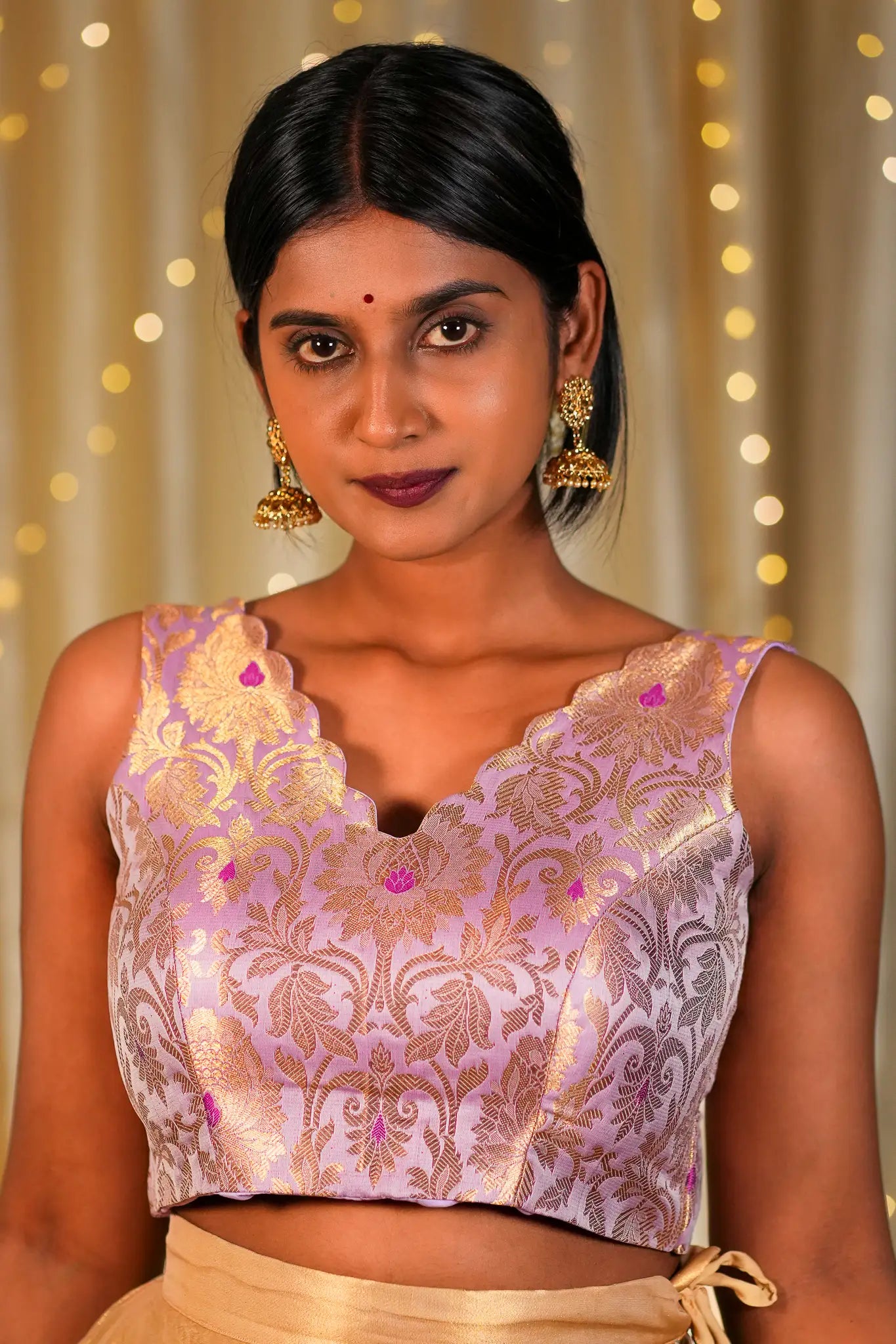 SpringTime V-neck Banarasi Blouse