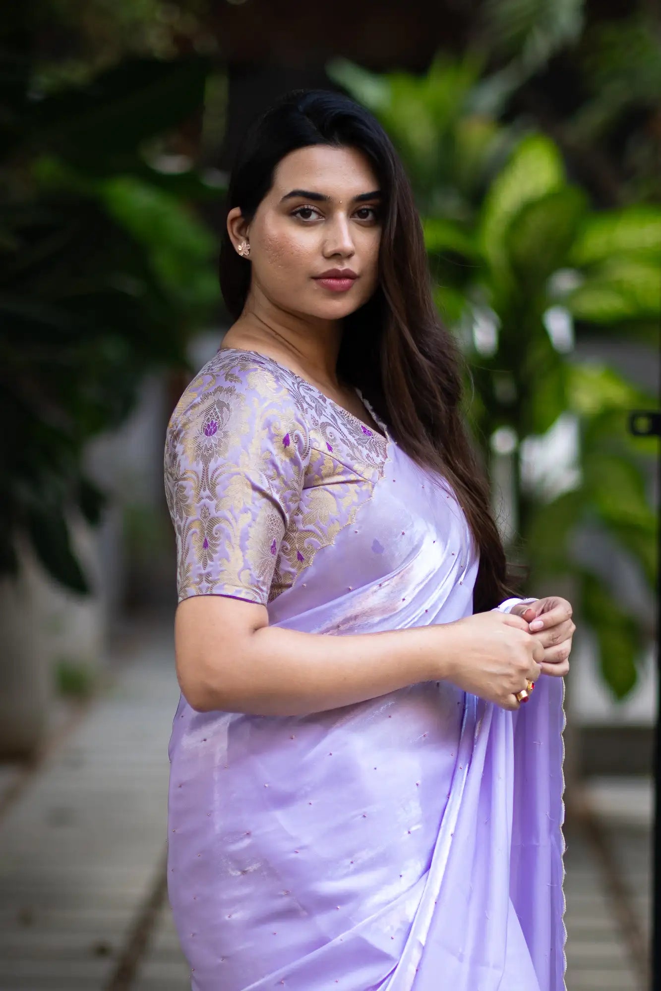 Lavender-V-Neck-Banarasi-Blouse-With-Sleeve-Readymade-Blouse-I-Love-Sarees