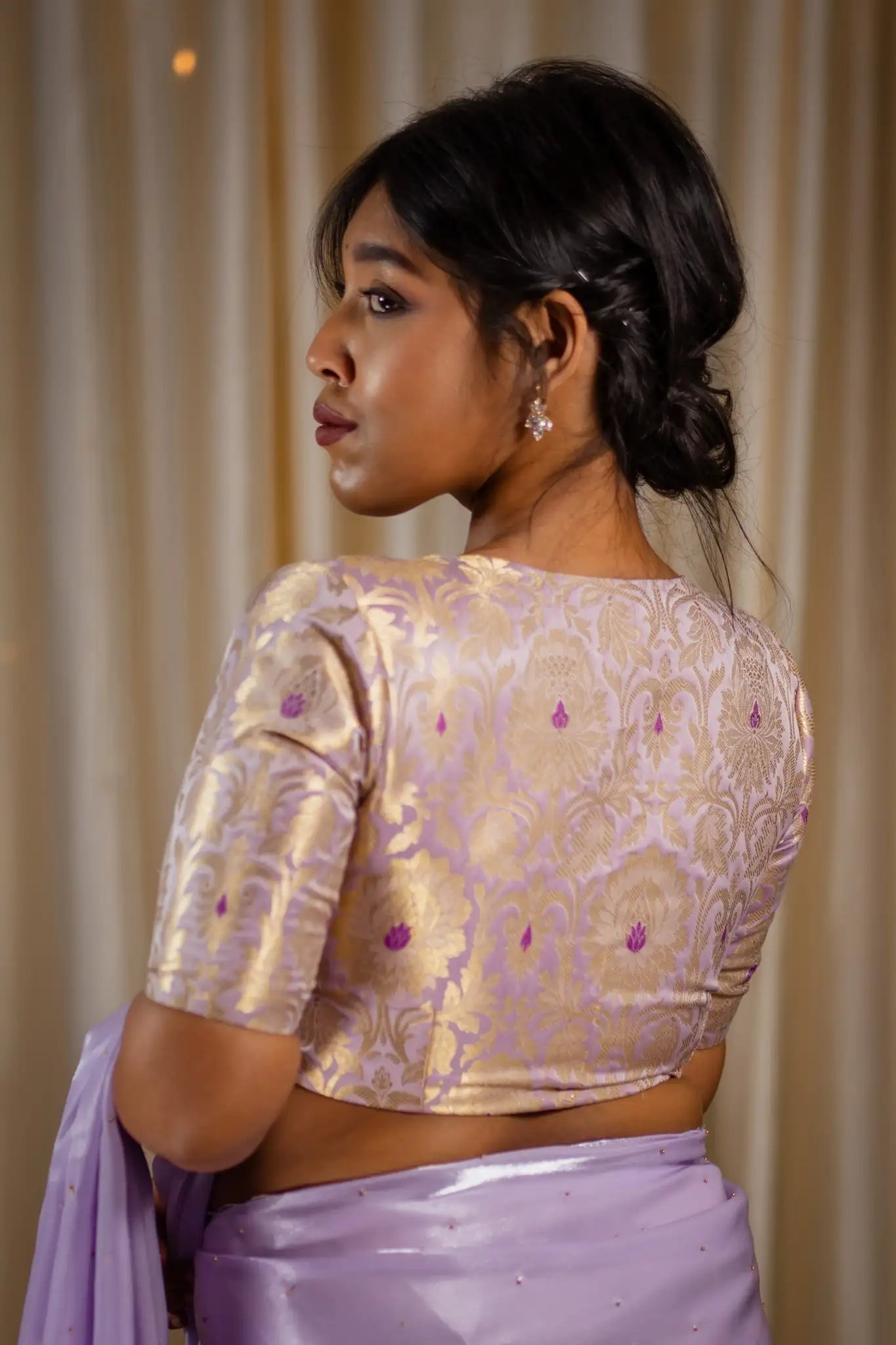 Lavender-V-Neck-Banarasi-Blouse-With-Sleeve-Readymade-Blouse-I-Love-Sarees