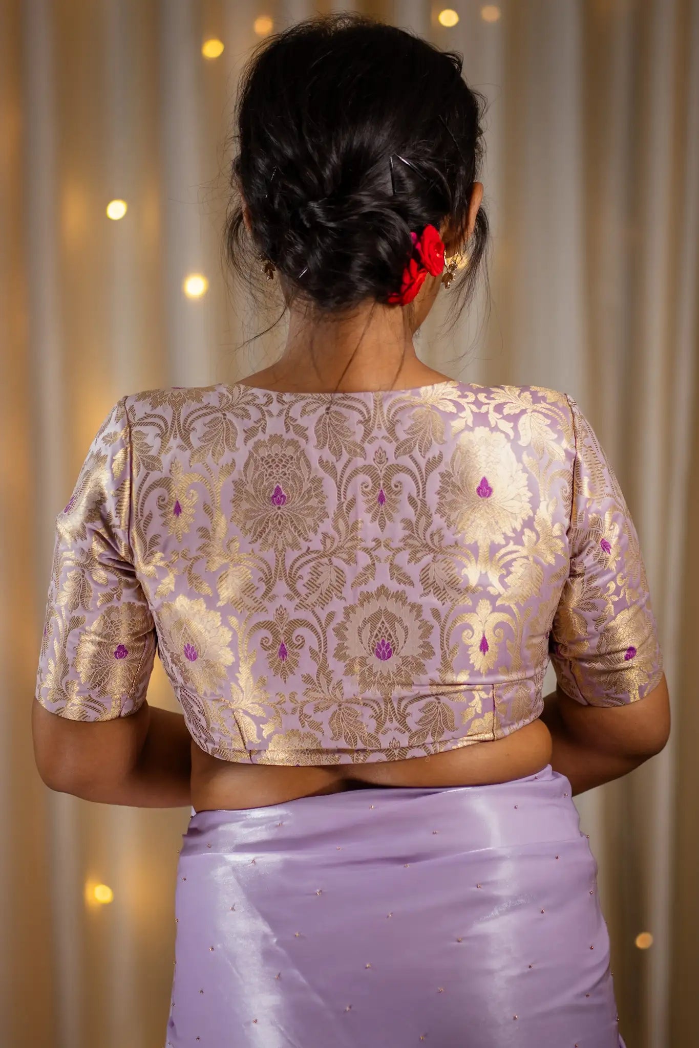Lavender-V-Neck-Banarasi-Blouse-With-Sleeve-Readymade-Blouse-I-Love-Sarees