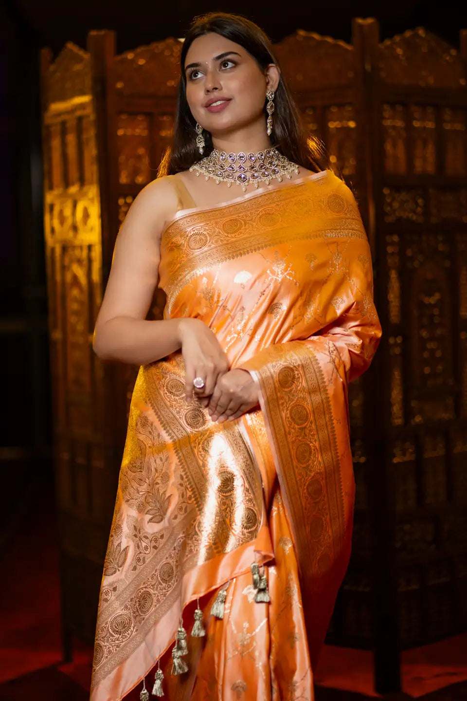 Lasa Banarasi Silk Saree with Golden Zari