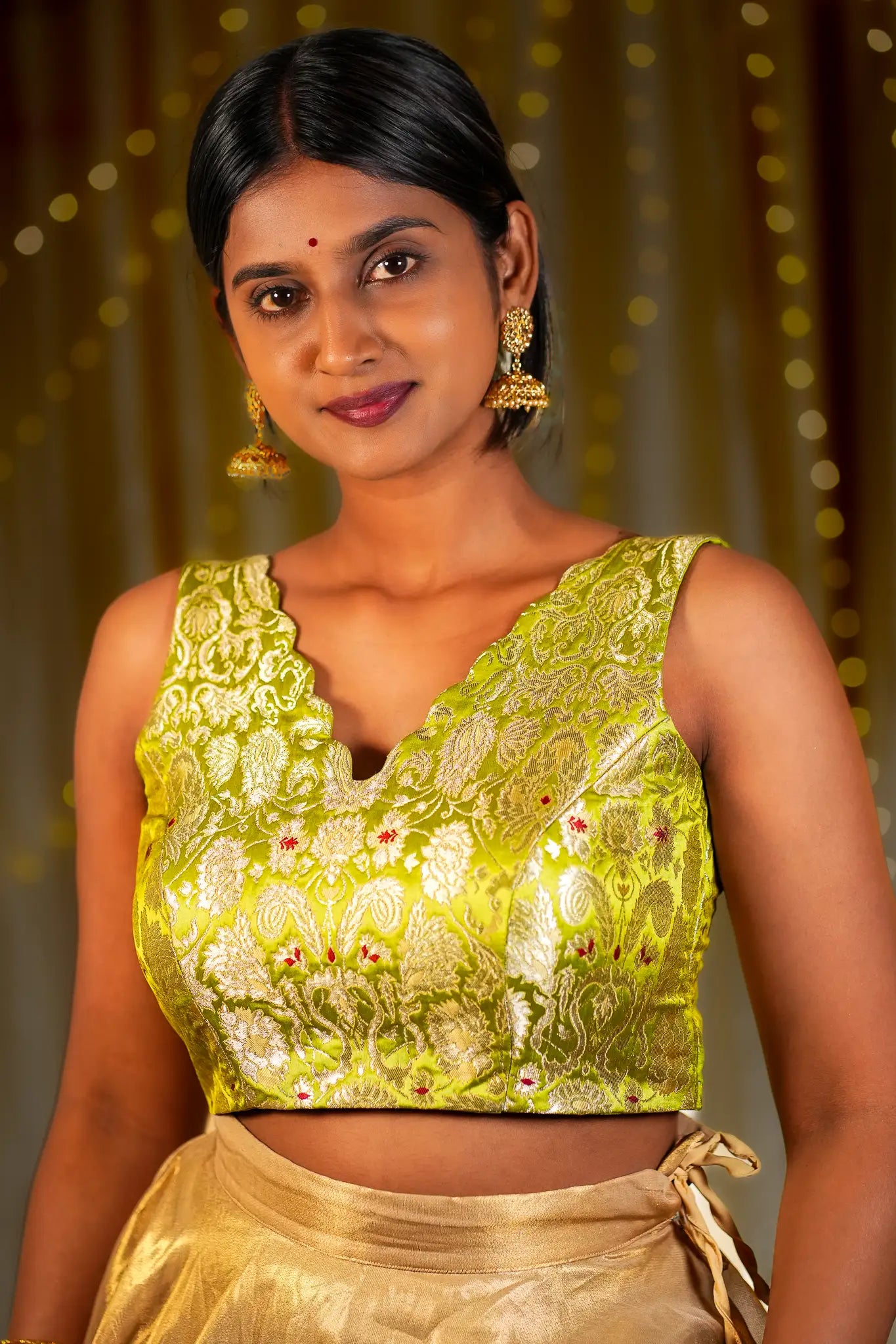 Little Zest V-neck Banarasi Blouse