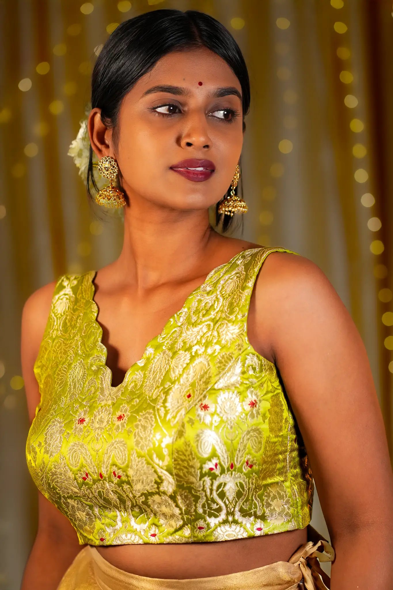 Little Zest V-neck Banarasi Blouse