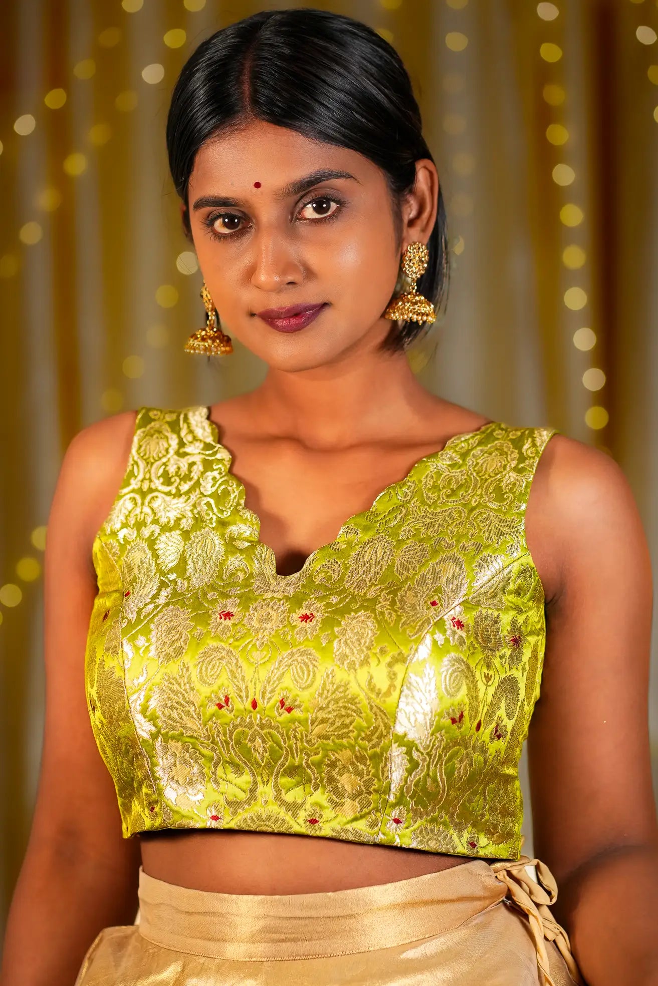 Little Zest V-neck Banarasi Blouse