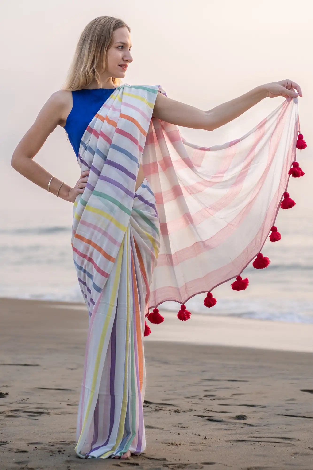 Heavenly Hues Stripe Saree