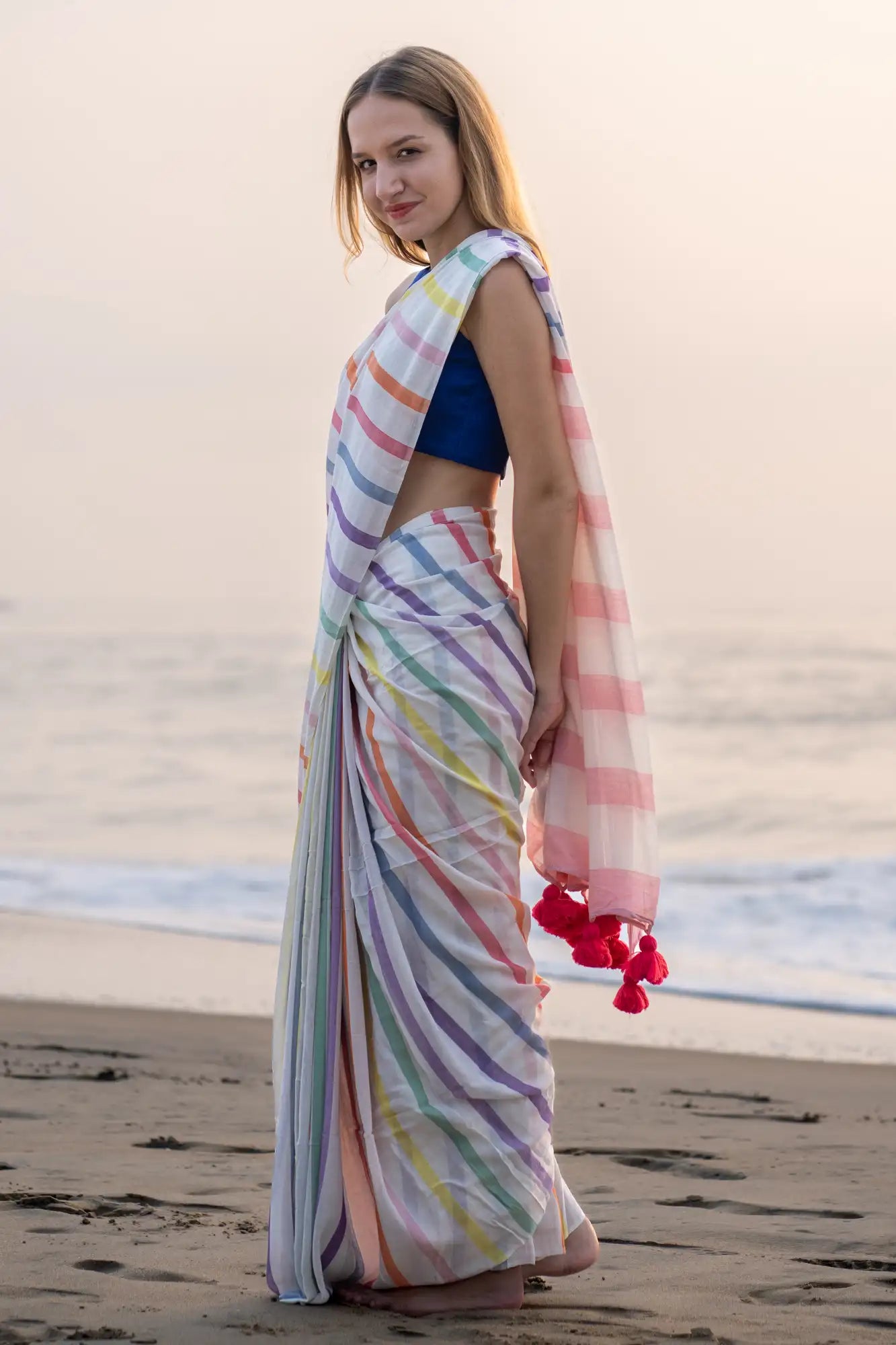 Heavenly Hues Stripe Saree