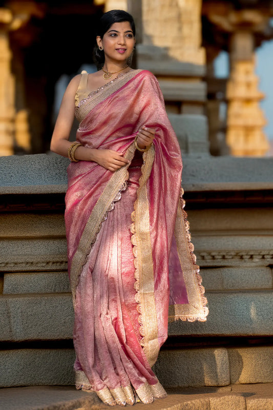 Perfect Pick Crushed Tissue Banarasi Saree