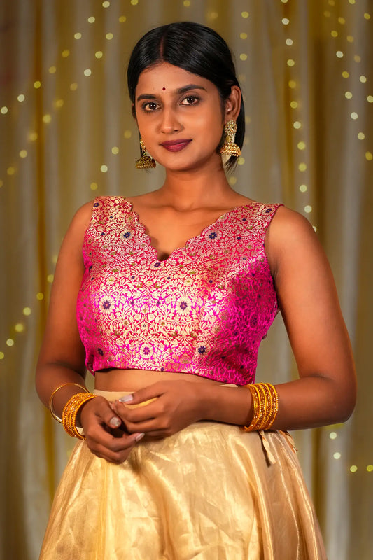 Femme Flush V-neck Banarasi Blouse