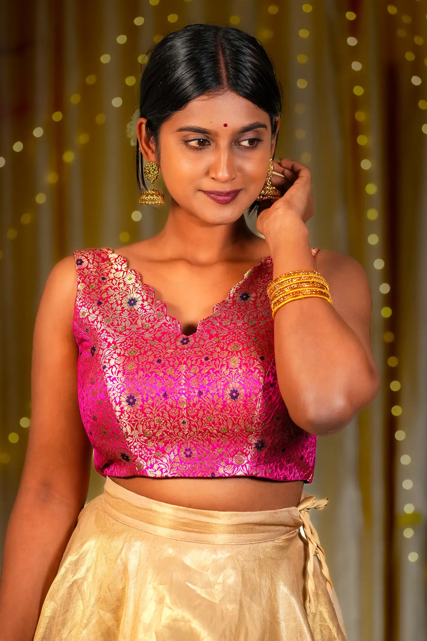 Femme Flush V-neck Banarasi Blouse