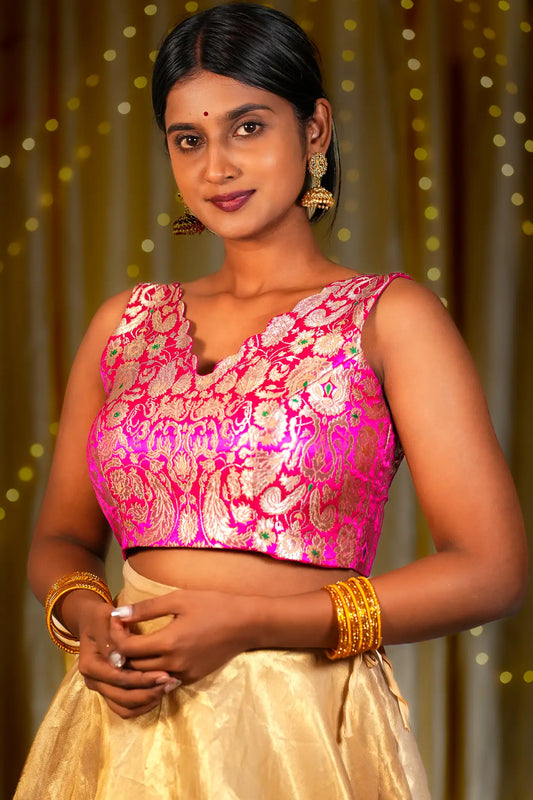 Her Monarch V-neck Banarasi Blouse
