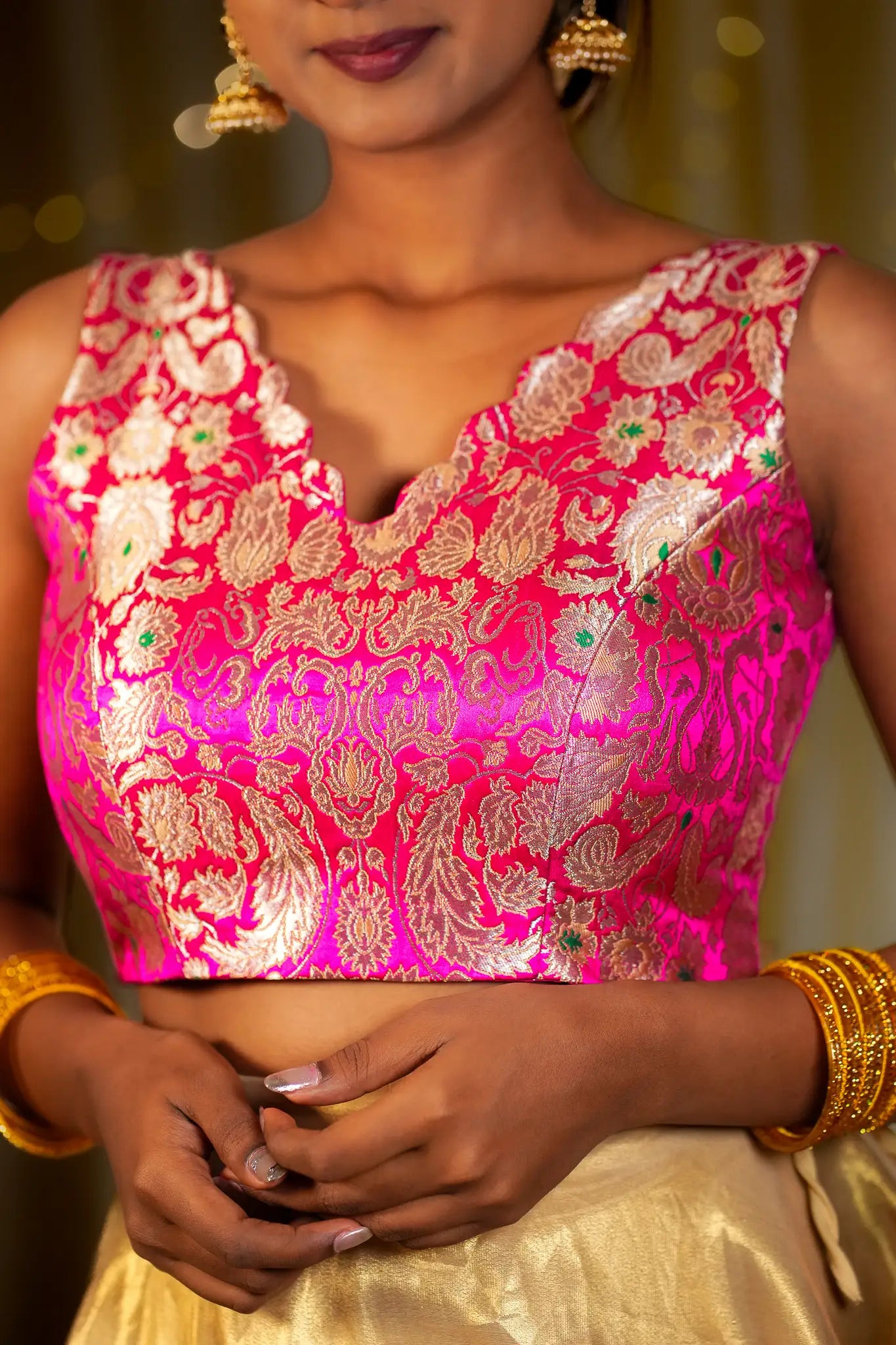 Her Monarch V-neck Banarasi Blouse