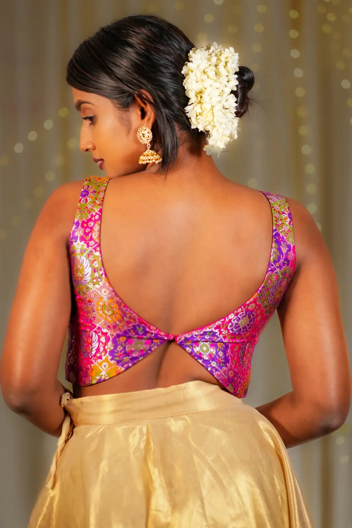 Real Pop V-neck Banarasi Blouse