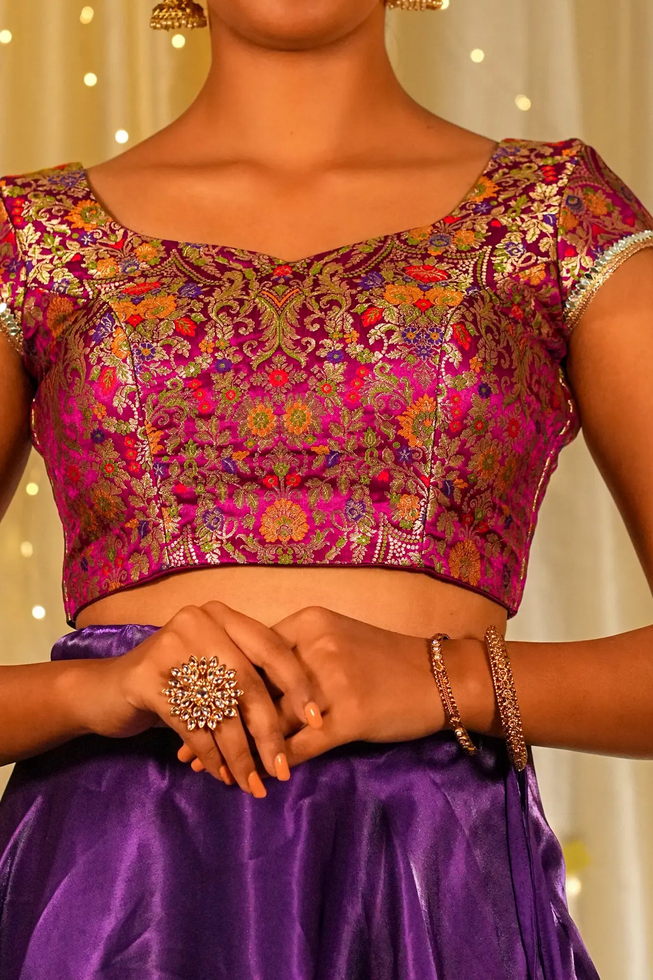 All but Love Banarasi Cap Sleeve Blouse