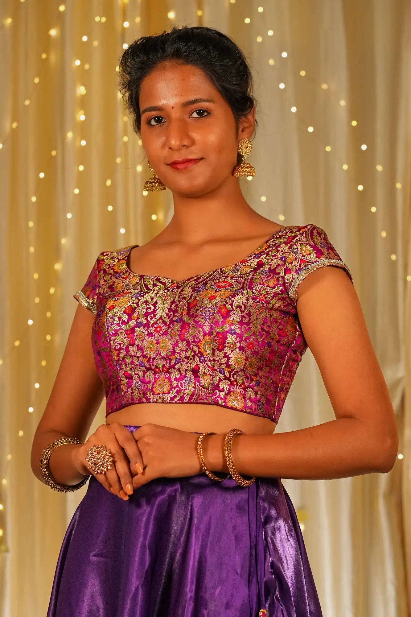 All but Love Banarasi Cap Sleeve Blouse