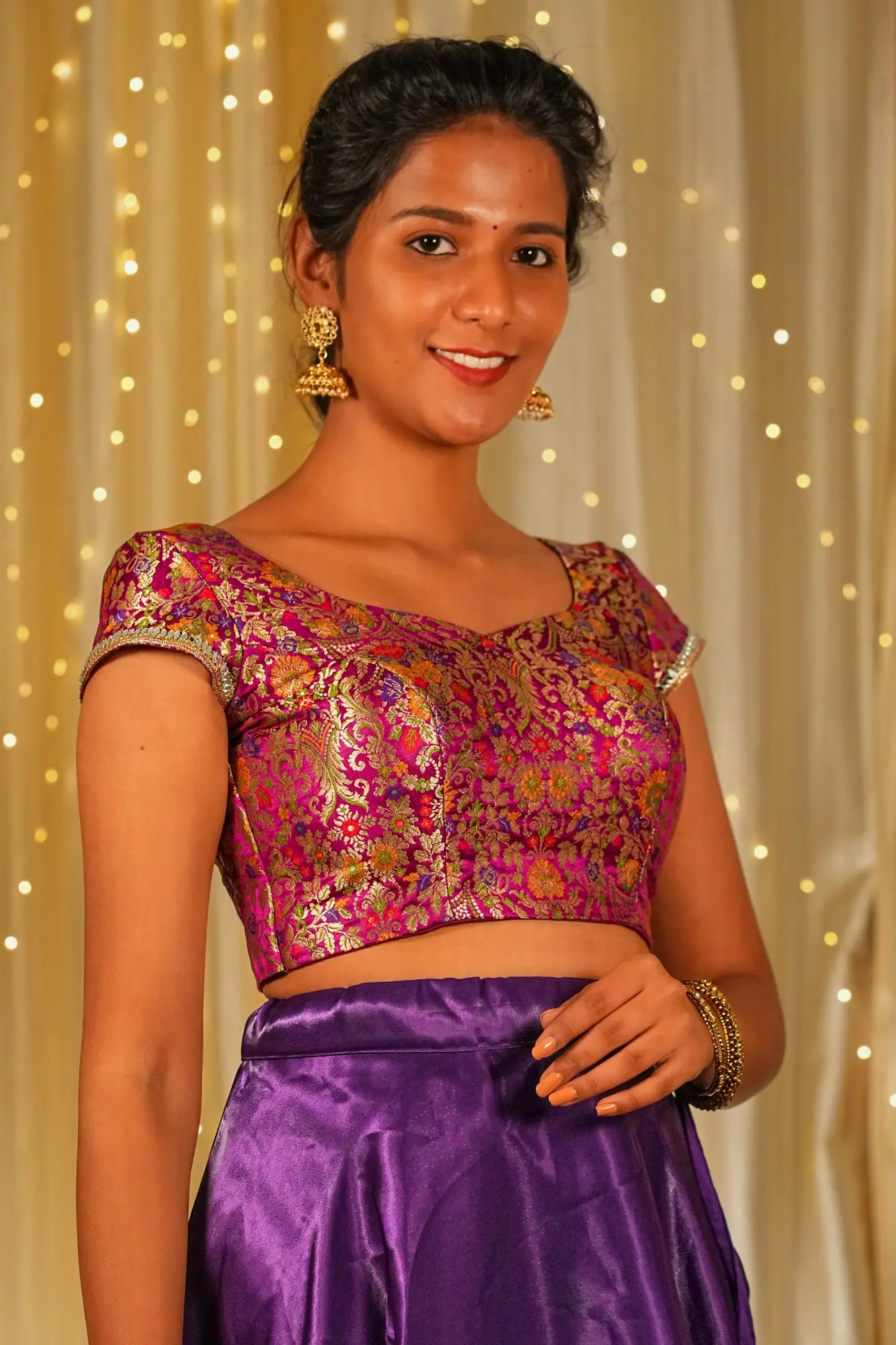 All but Love Banarasi Cap Sleeve Blouse