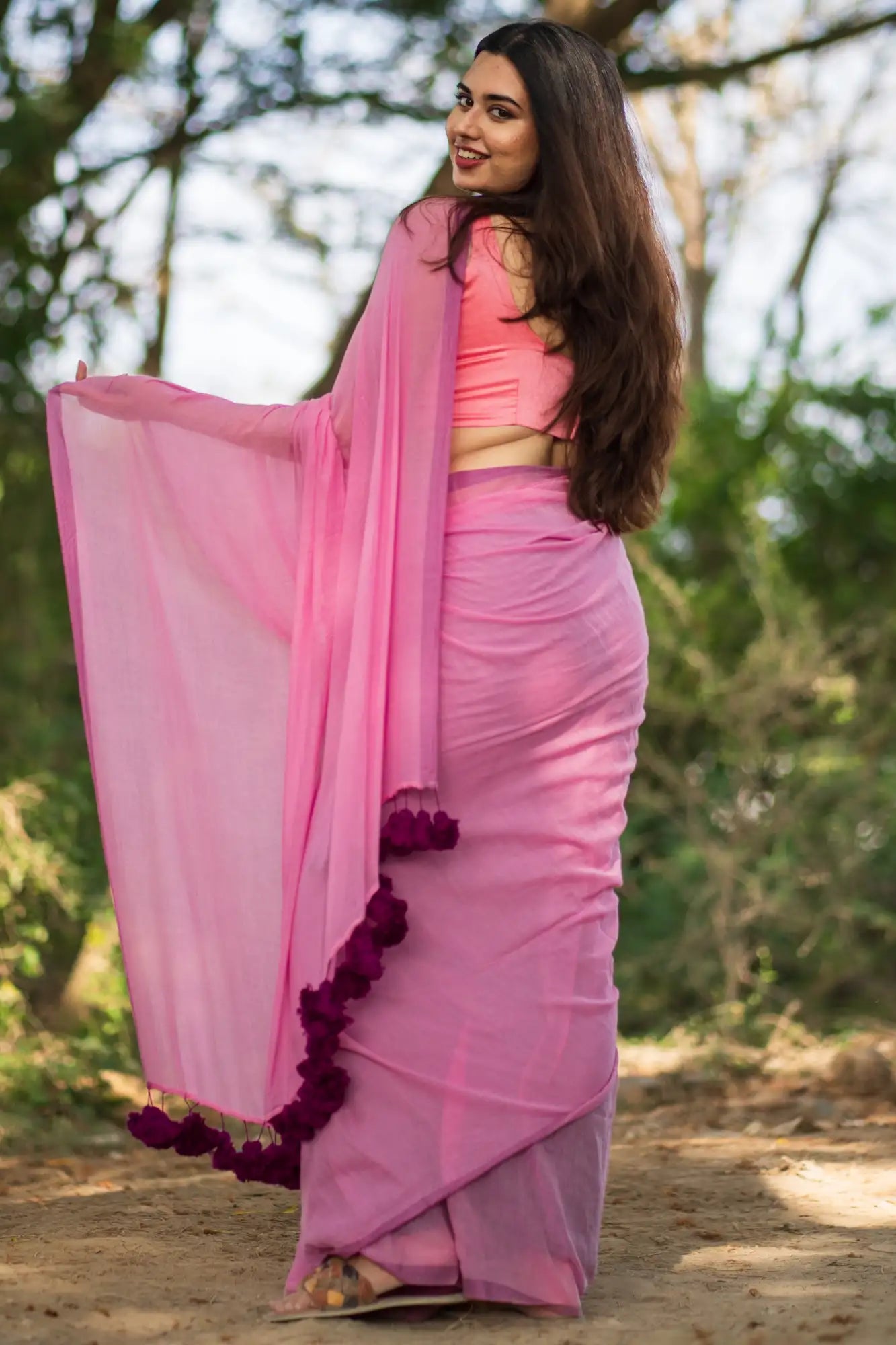 Cherry Blossom Purple Saree