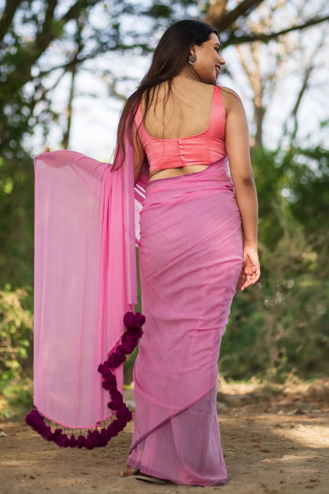 Cherry Blossom Purple Saree