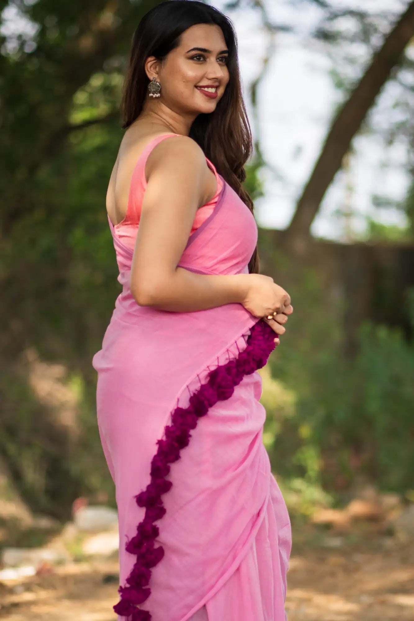 Cherry Blossom Purple Saree