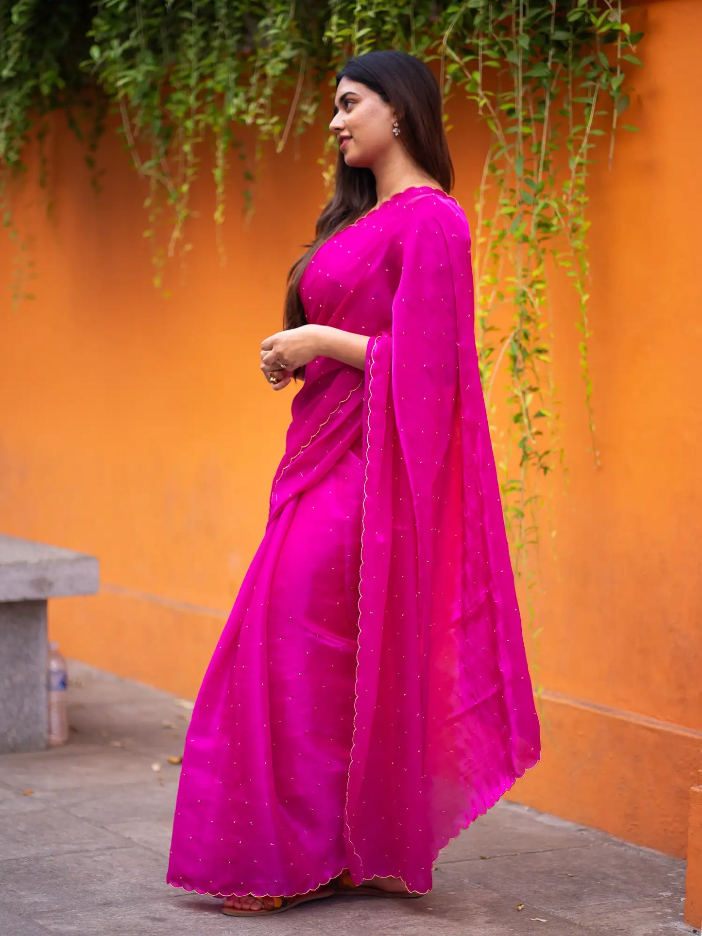 Rani-Pink-Glazy-Organza-Saree-I-Love-Sarees