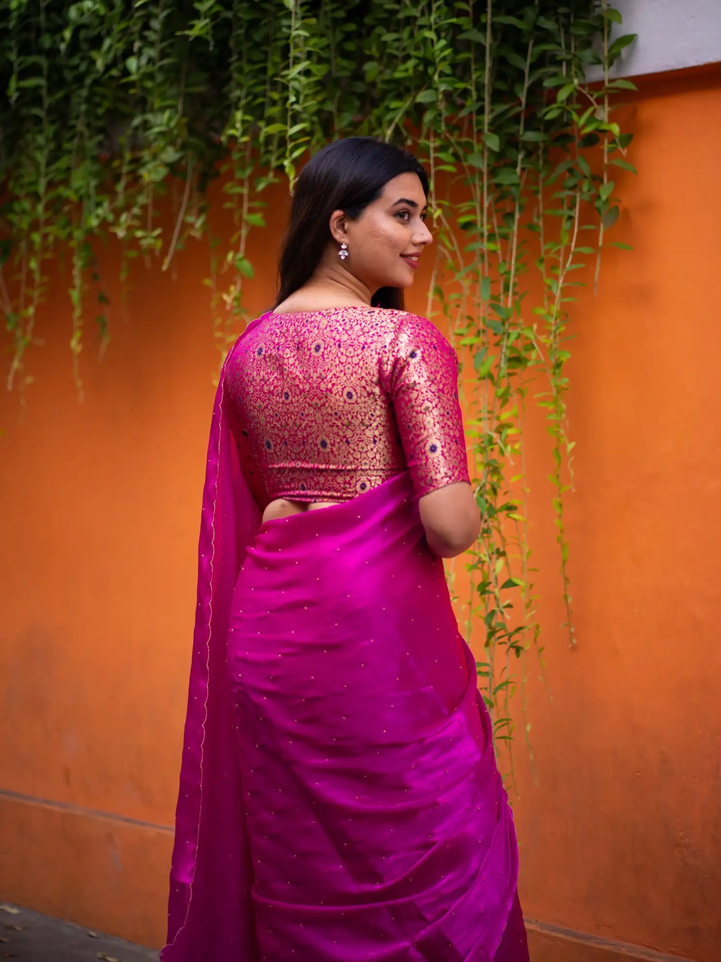 Rani-Pink-Glazy-Organza-Saree-I-Love-Sarees