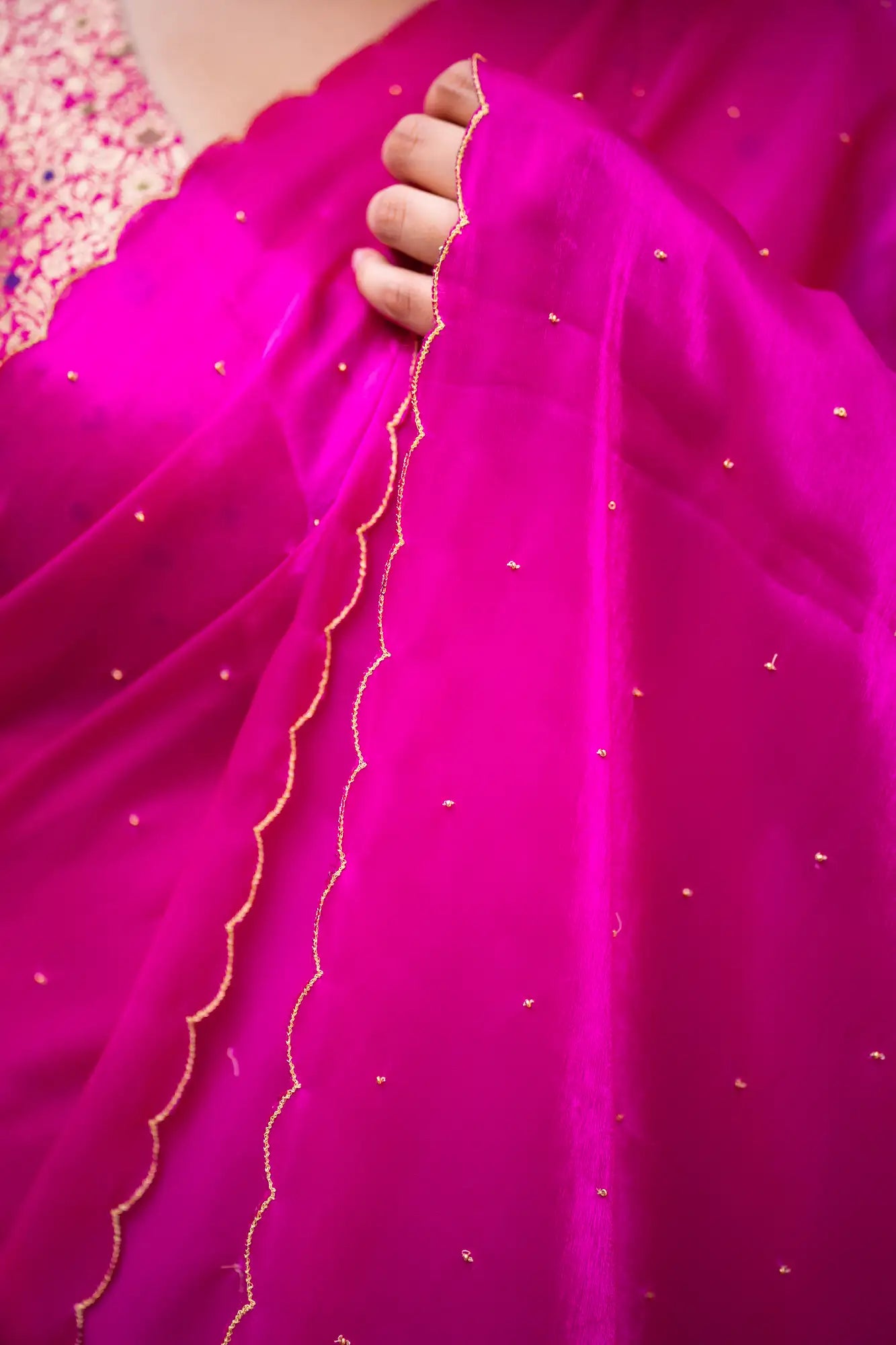 Rani-Pink-Glazy-Organza-Saree-I-Love-Sarees