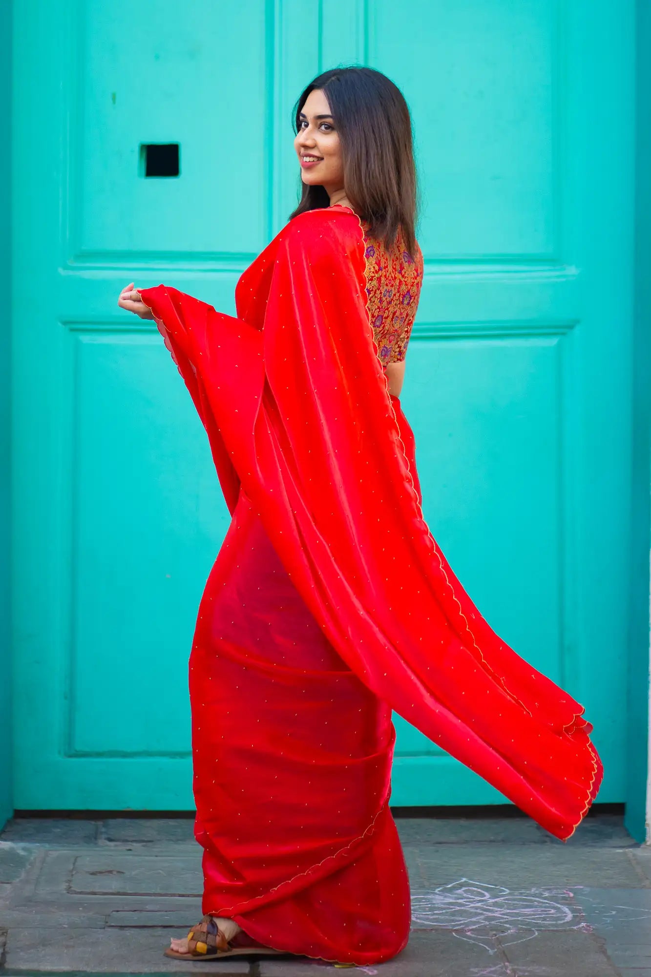Red-Glazy-Organza-Saree-I-Love-Sarees