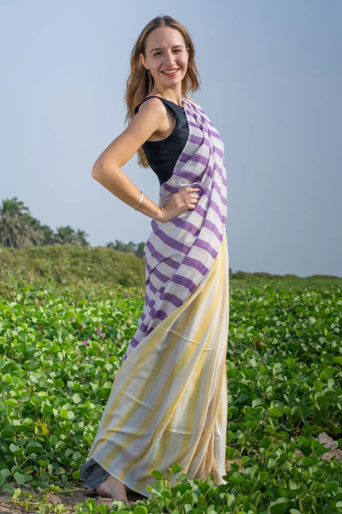 Amethyst Aura Stripe Saree