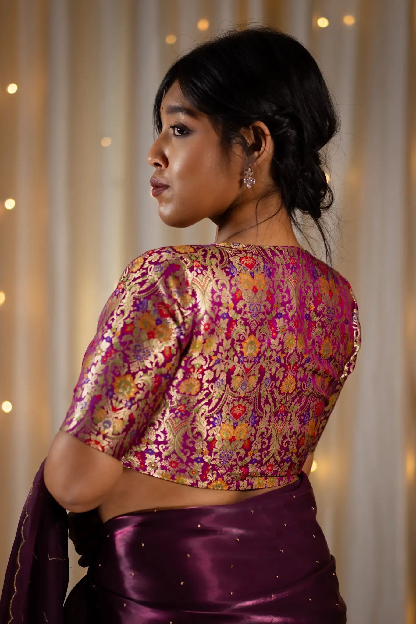 Purple-V-Neck-Banarasi-Blouse-With-Sleeve-Readymade-Blouse-I-Love-Sarees