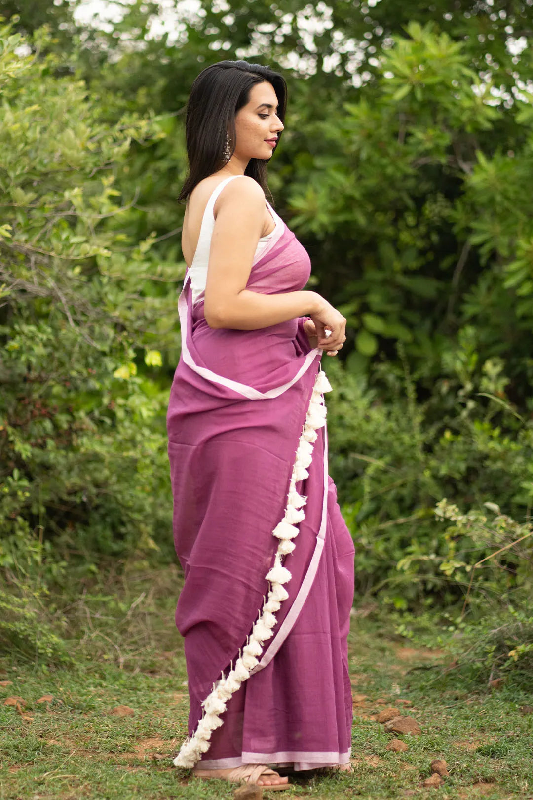 Little Secrets White Border Saree