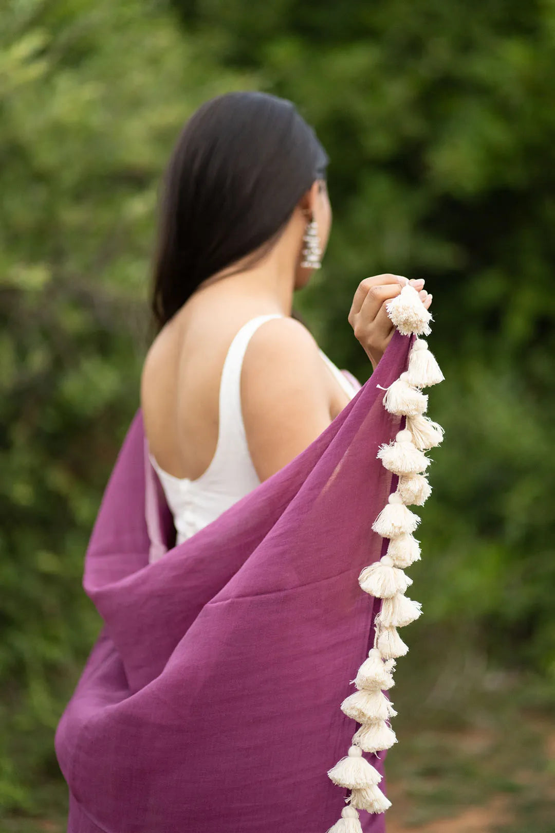 Little Secrets White Border Saree