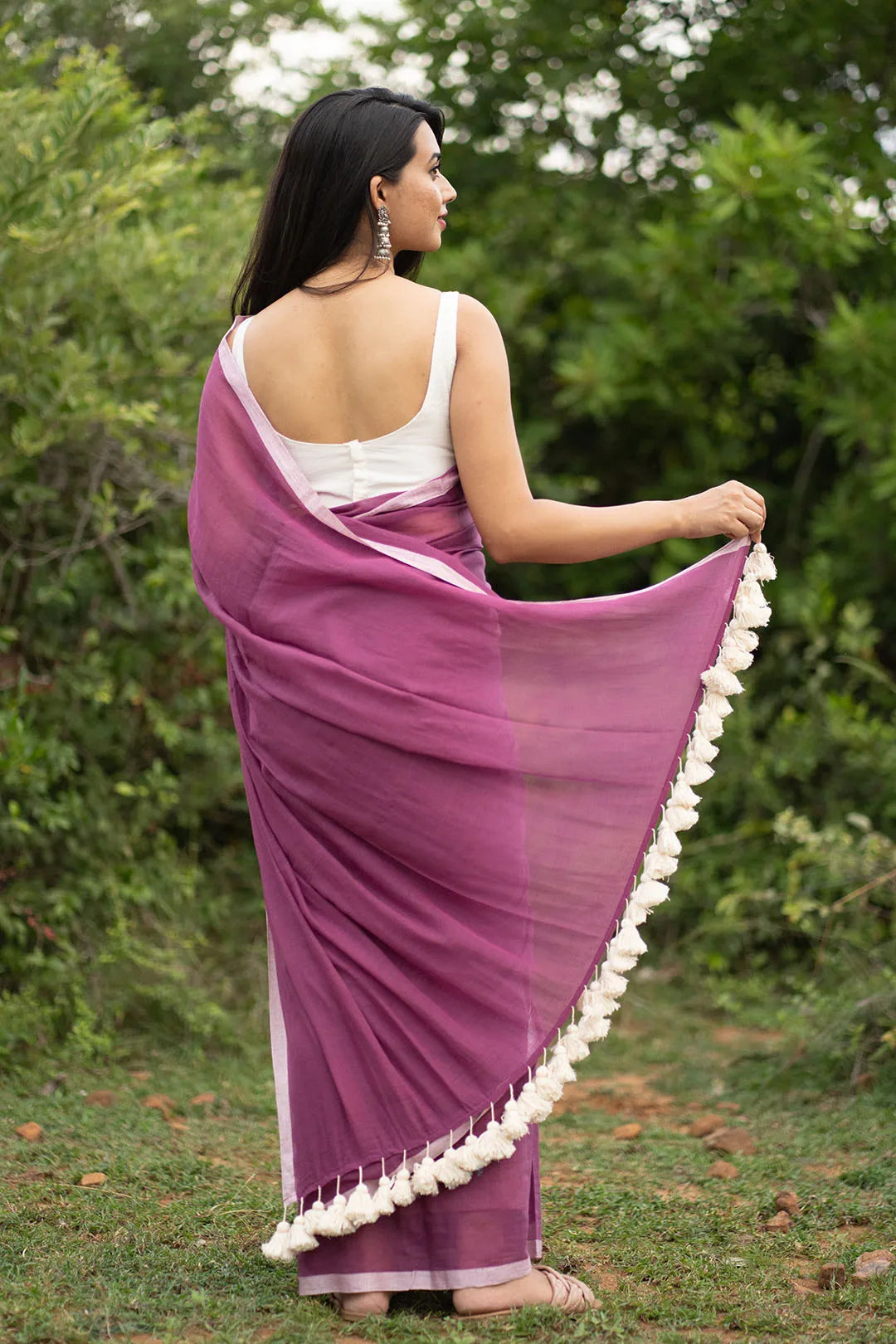 Little Secrets White Border Saree