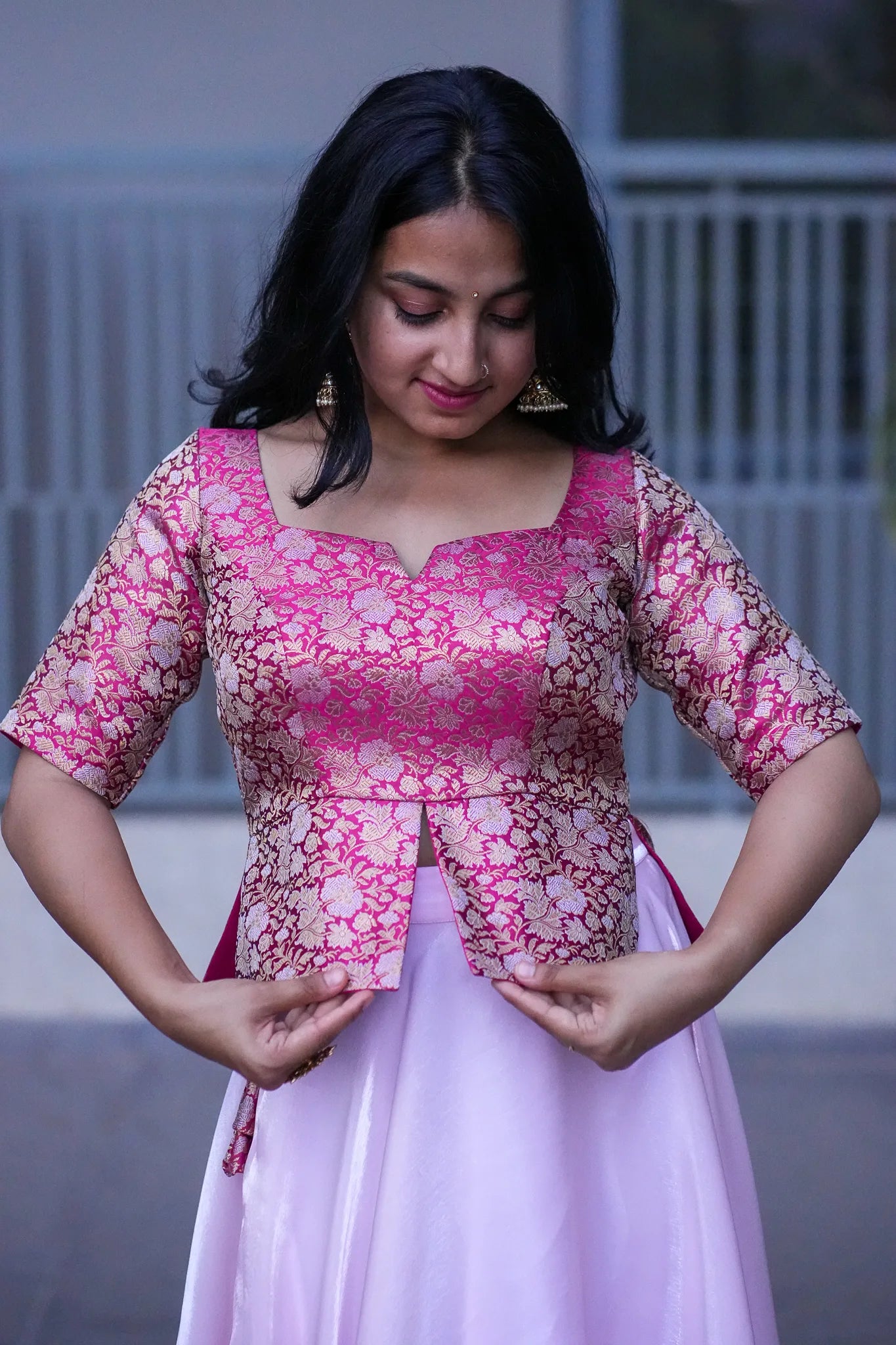 Ava's Blush Banarasi Lehenga Set for Women