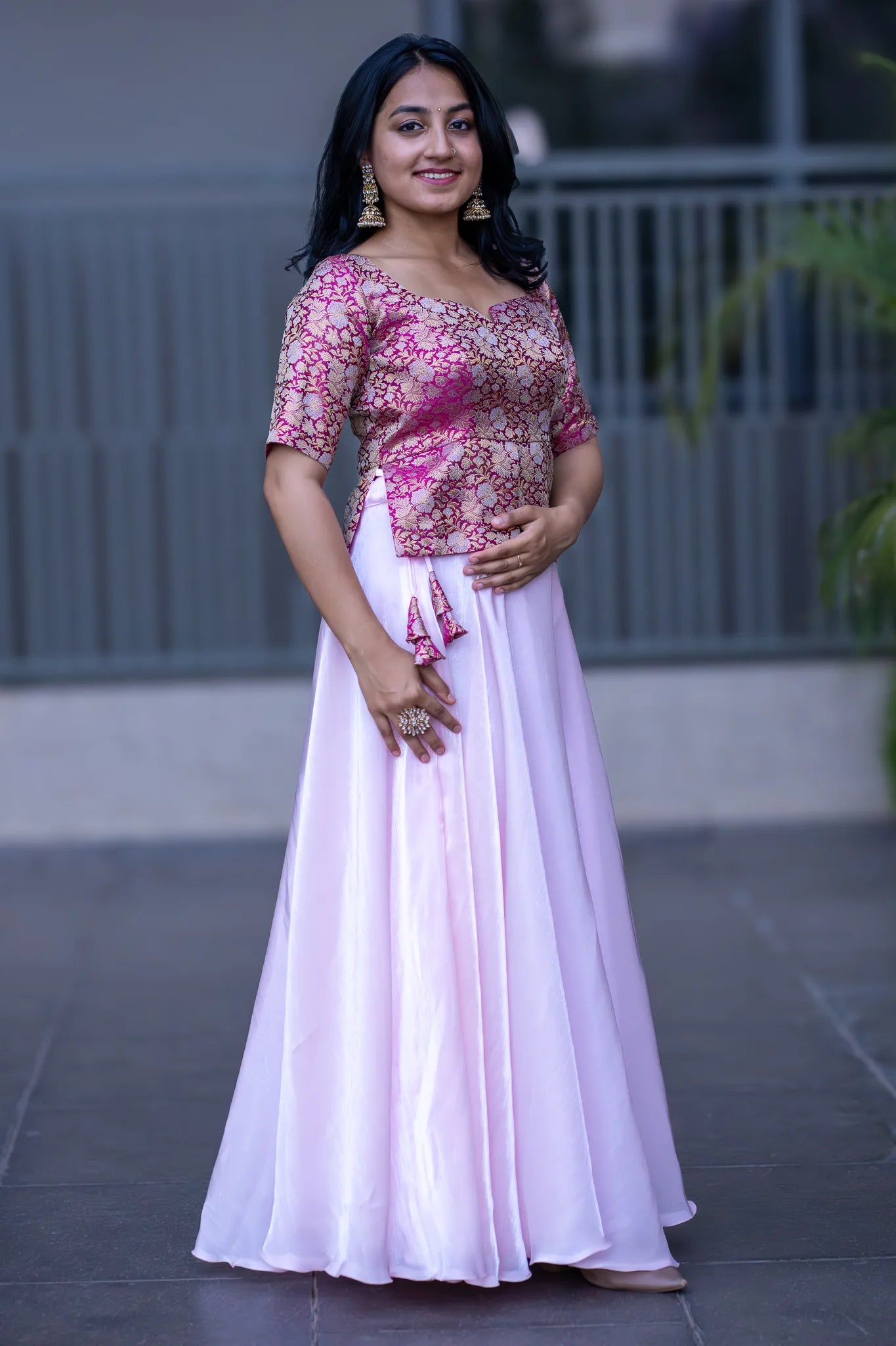 Ava's Blush Banarasi Lehenga Set for Women
