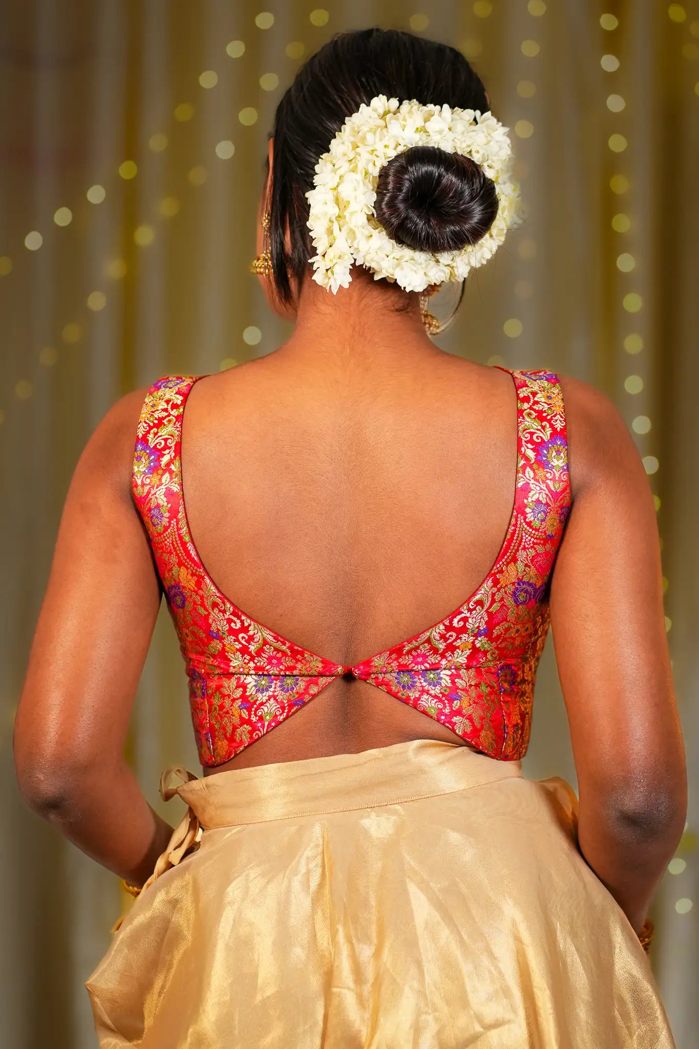 Autumn Gaze V-neck Banarasi Blouse