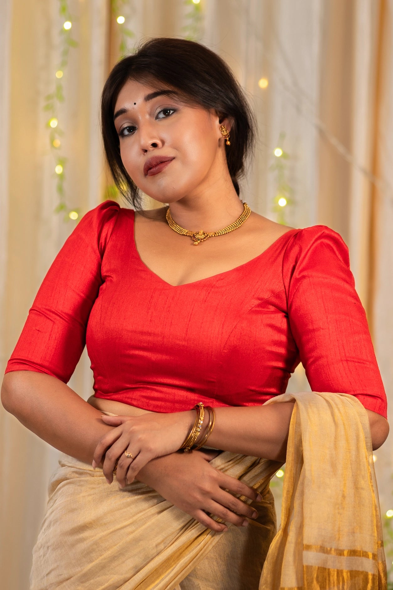 Pausa Traditional Puff Sleeve Blouse