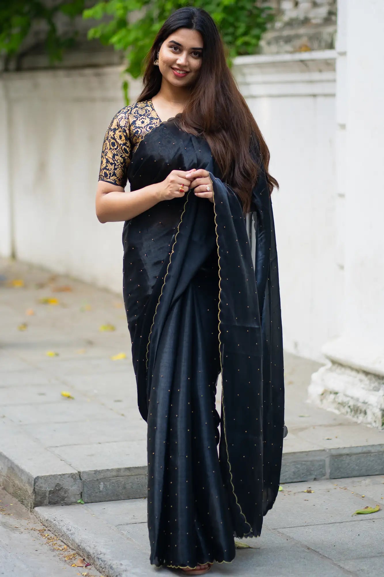 Black-Glazy-Organza-Saree-I-Love-Sarees