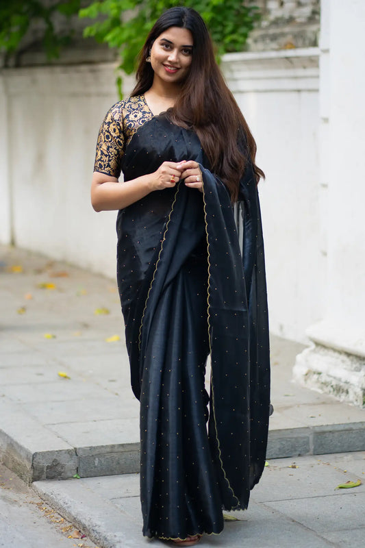 Black-Glazy-Organza-Saree-I-Love-Sarees