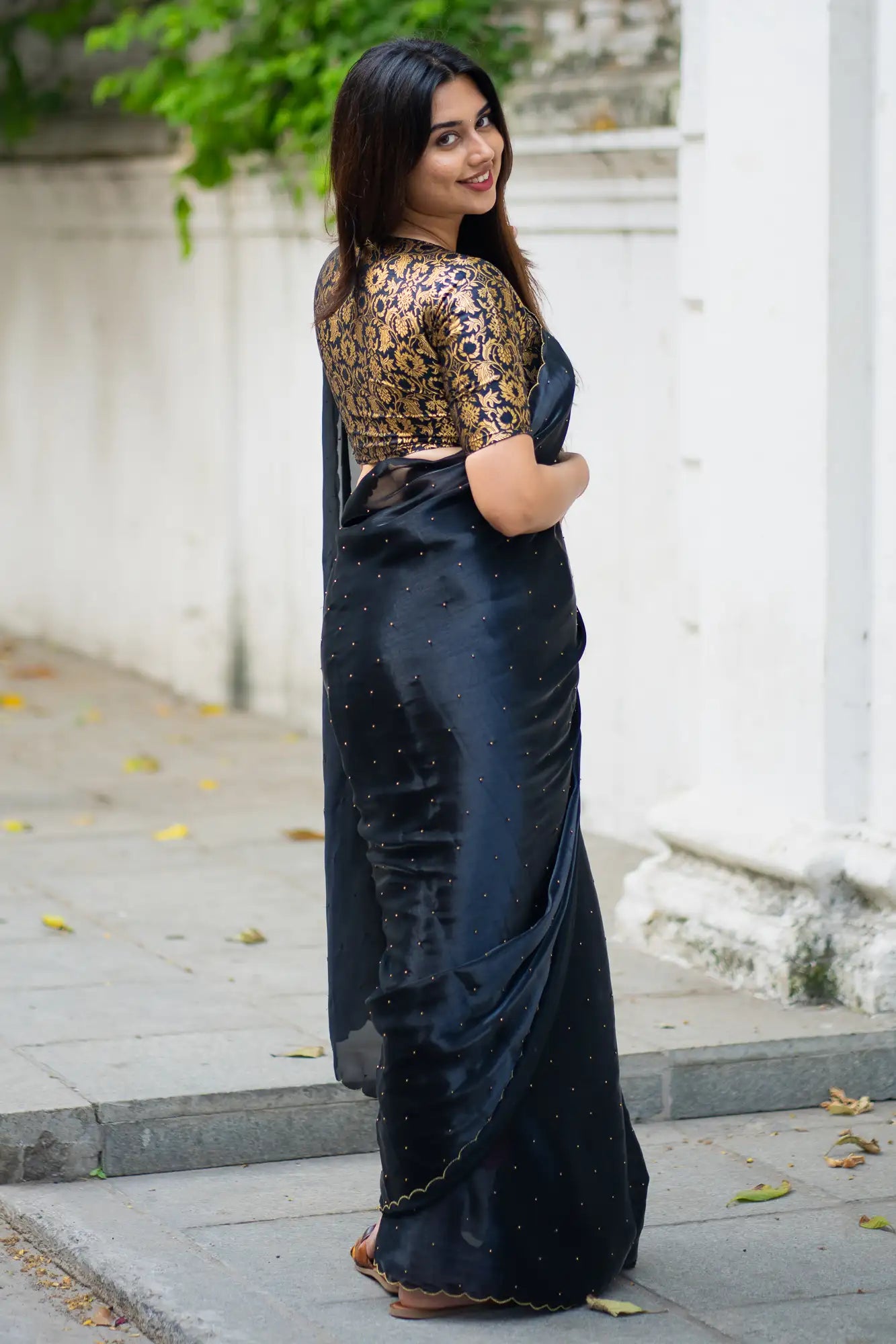 Black-Glazy-Organza-Saree-I-Love-Sarees