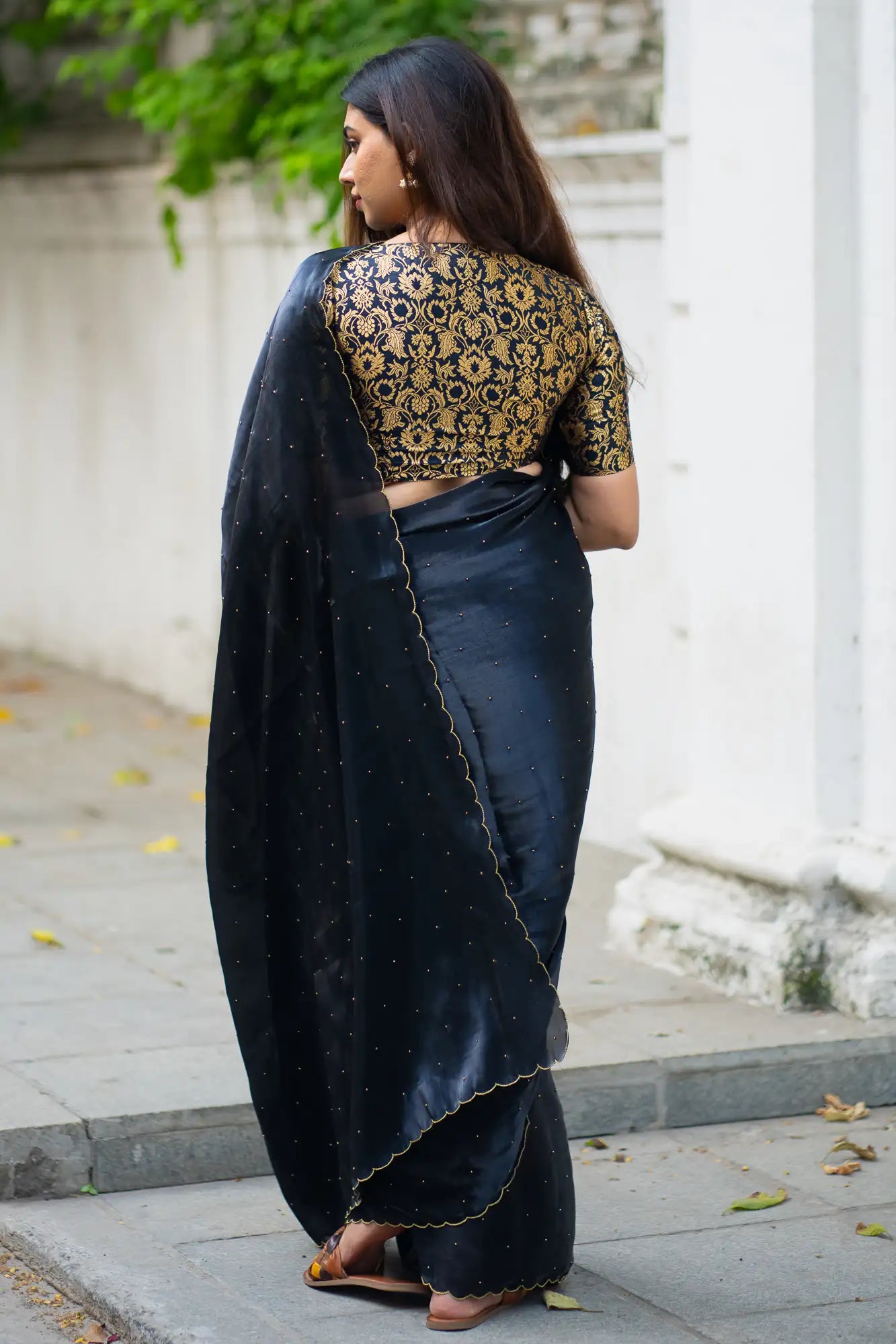 Black-Glazy-Organza-Saree-I-Love-Sarees