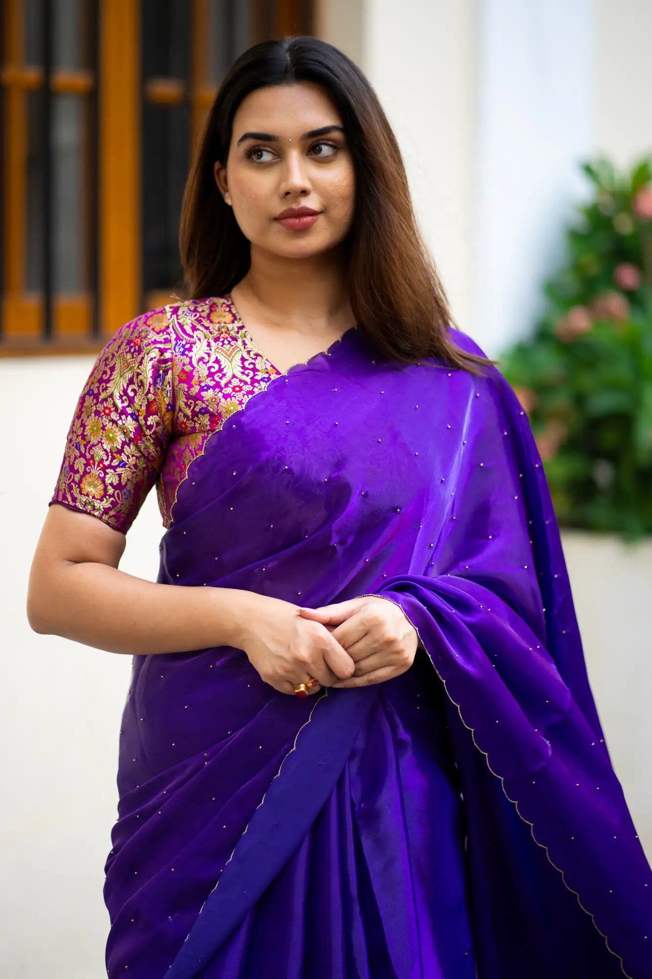 Royal-Purple-Glazy-Organza-Saree-I-Love-Sarees