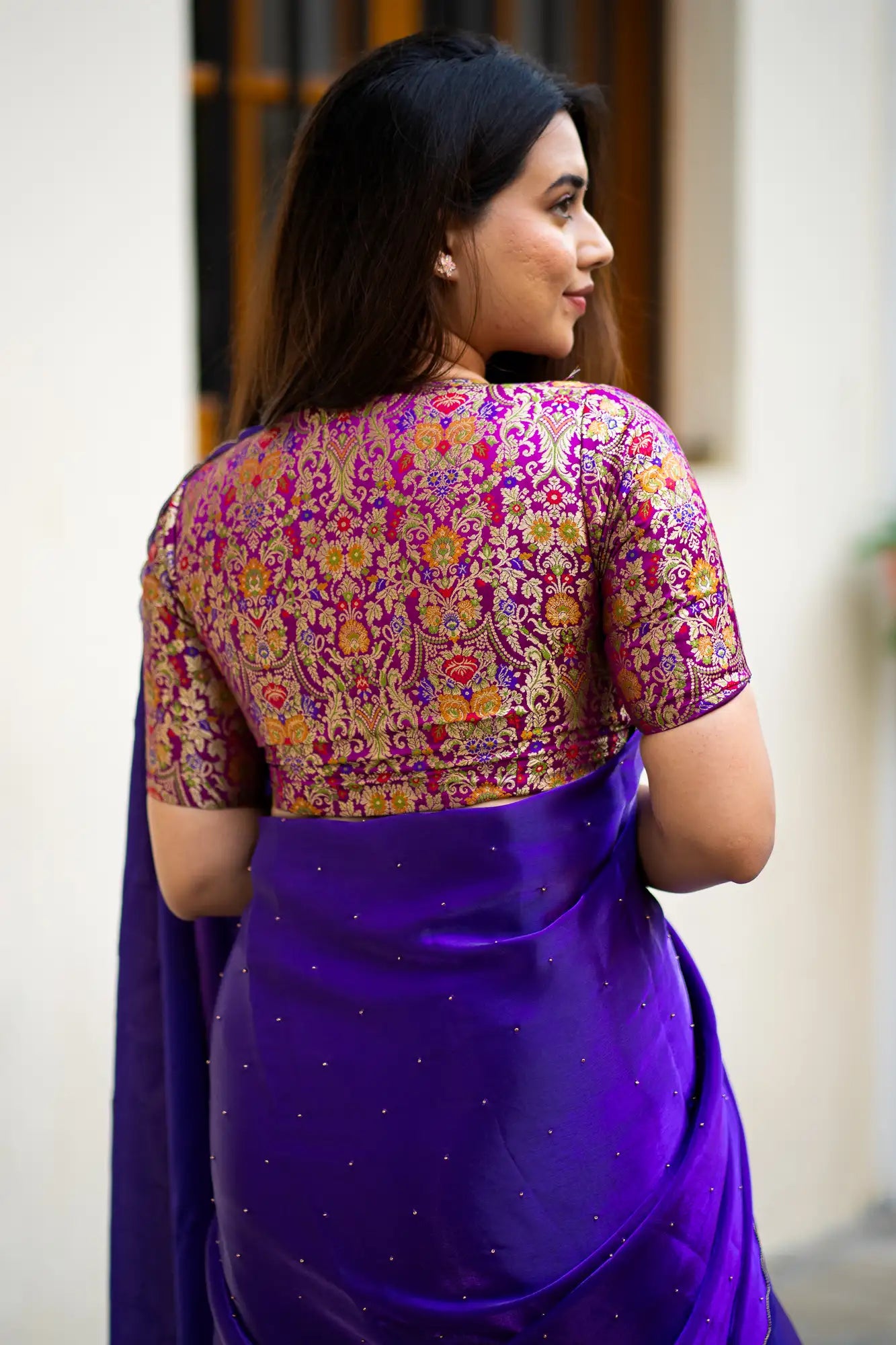 Royal-Purple-Glazy-Organza-Saree-I-Love-Sarees