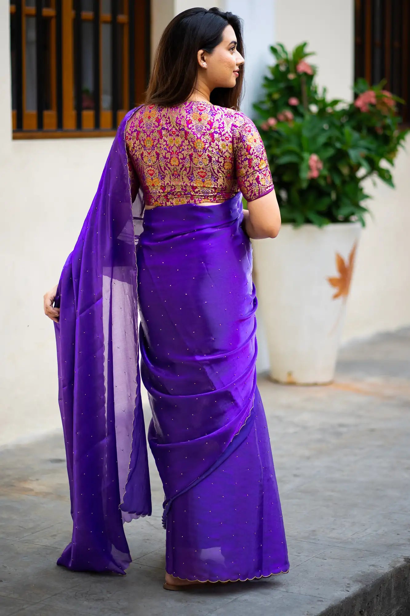 Royal-Purple-Glazy-Organza-Saree-I-Love-Sarees