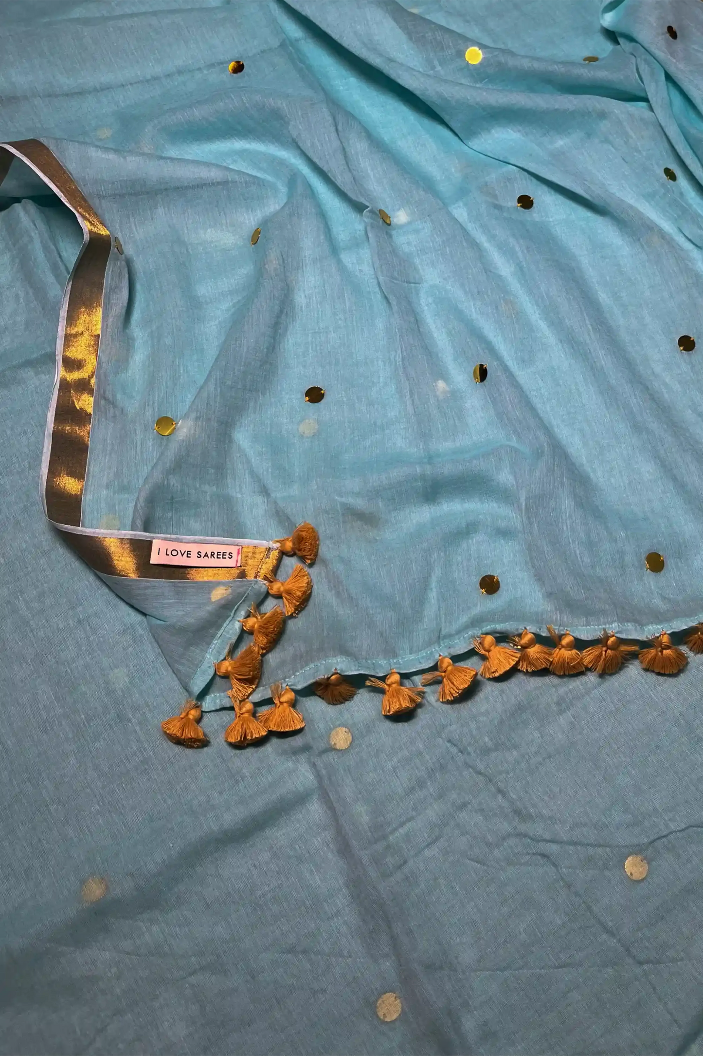 Neeraja Blue Sequin Cotton Saree