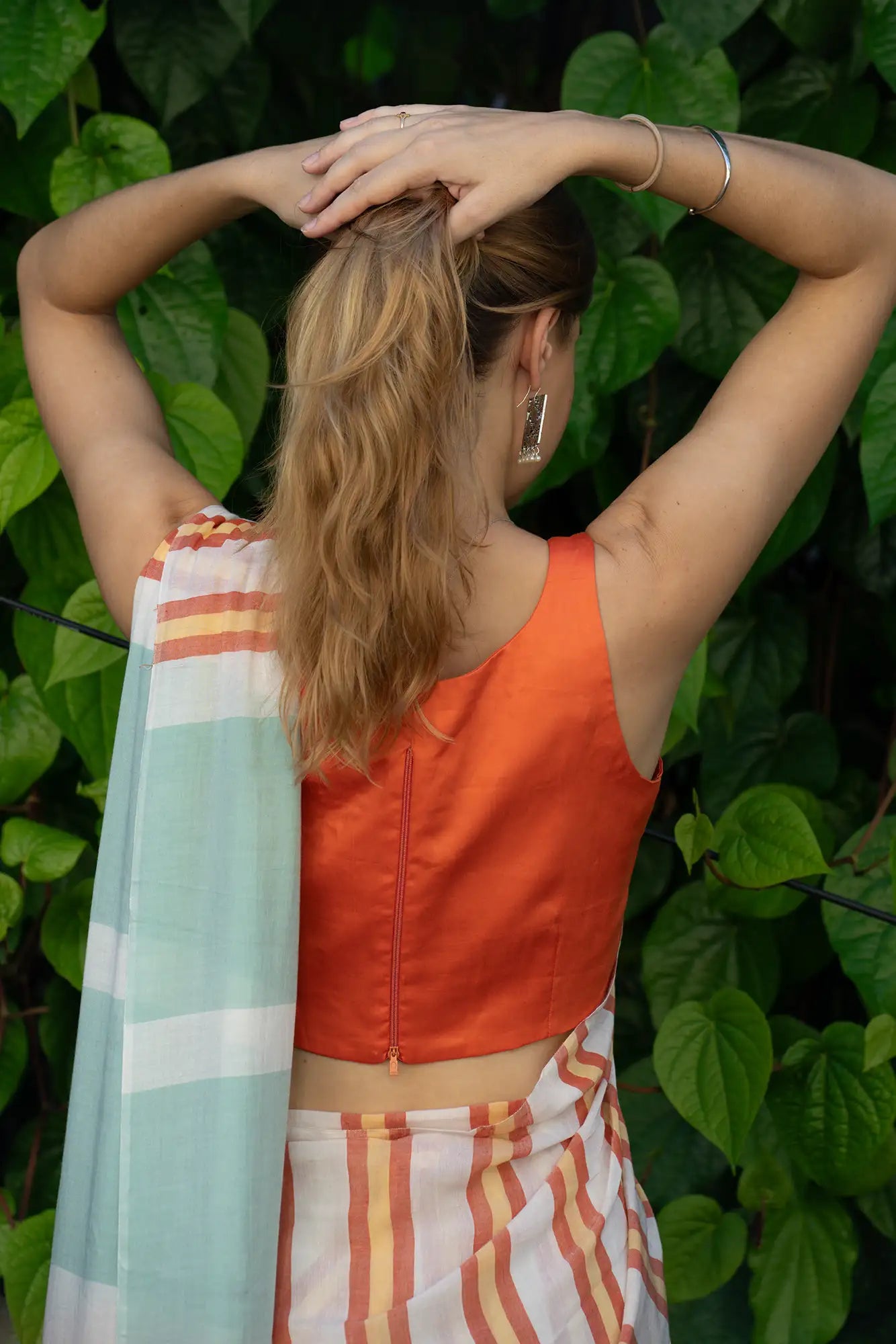 Tangerine Tango Stripe Saree