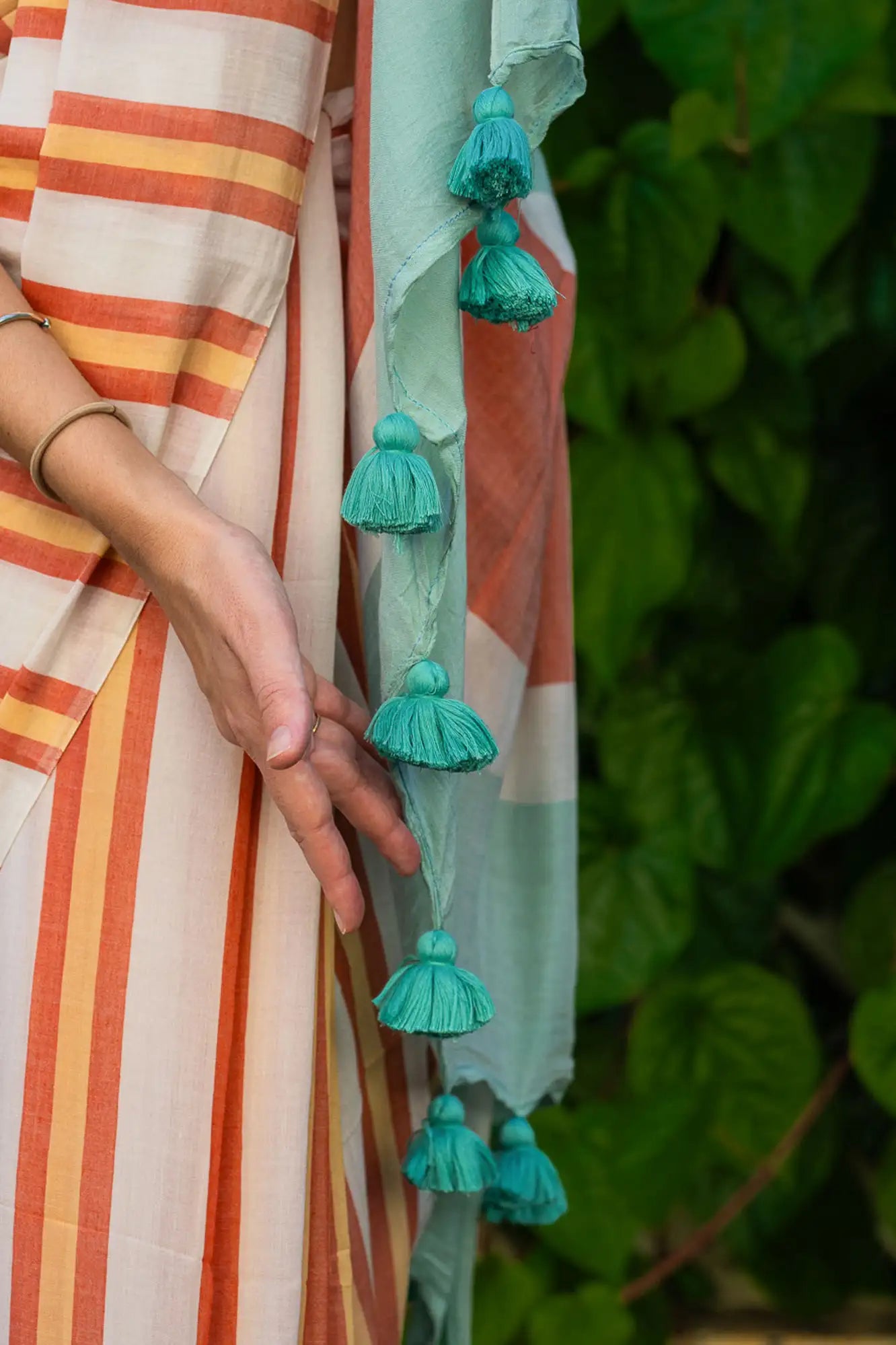 Tangerine Tango Stripe Saree